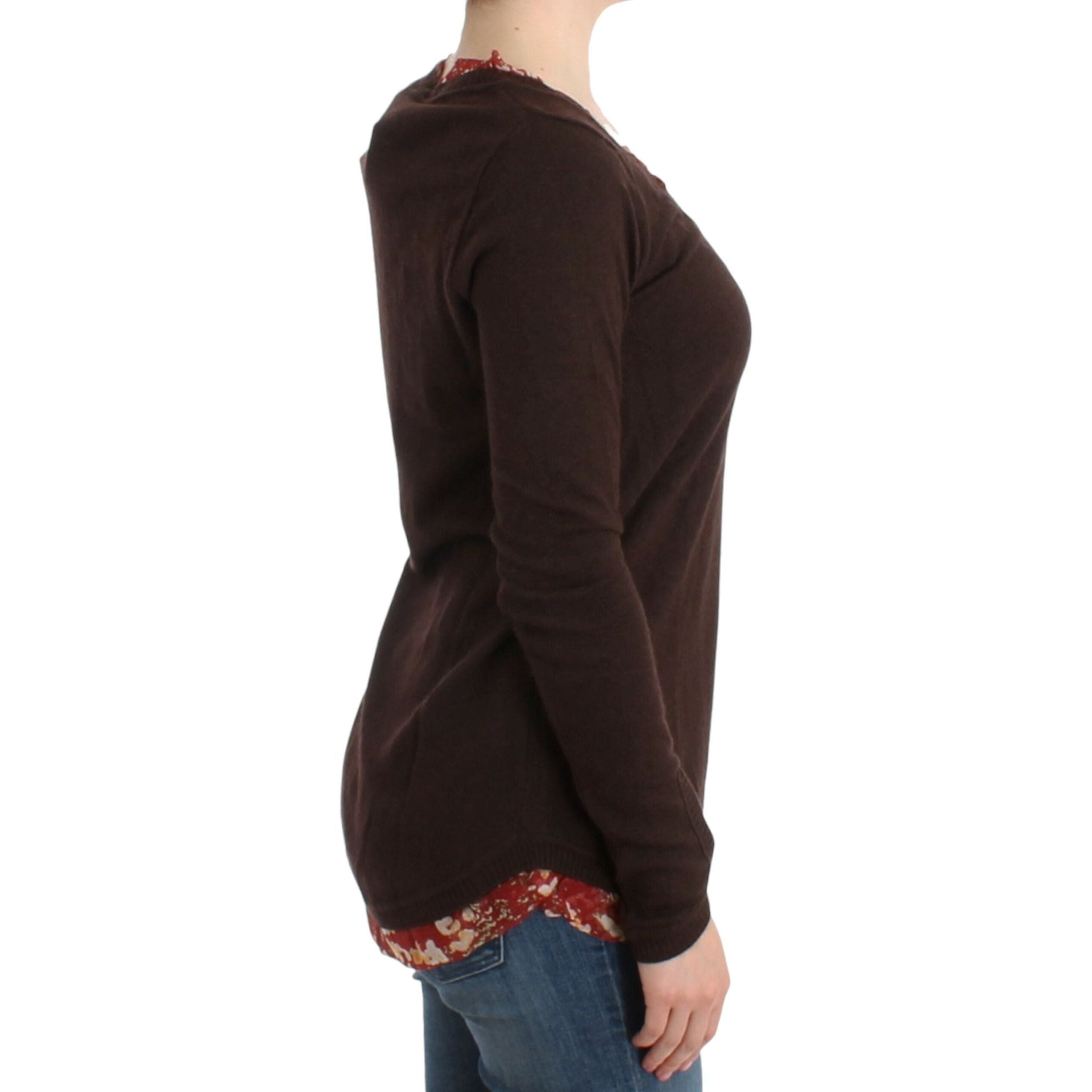 Chic Crewneck Silk-Appliqué Sweater