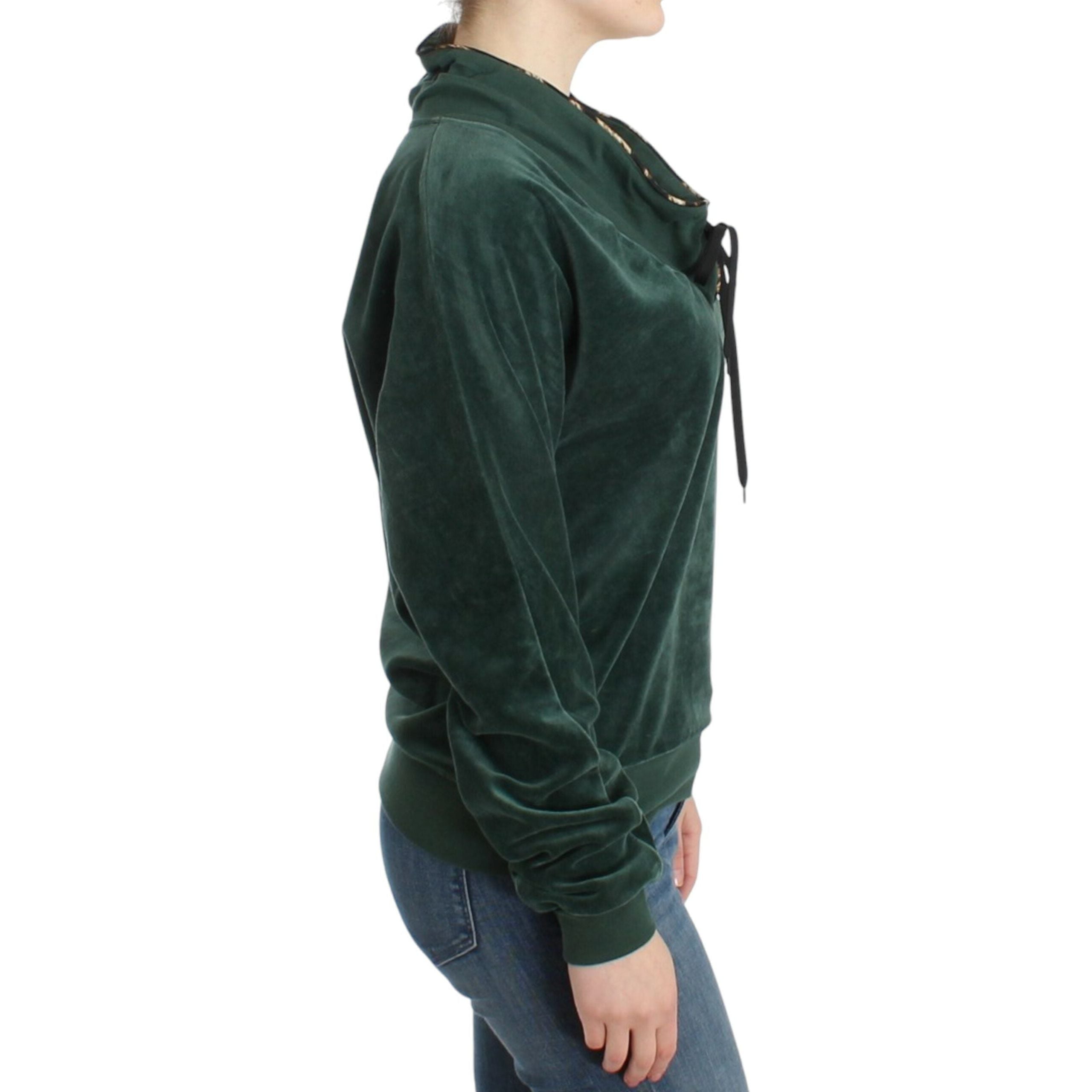 Elegant Green Mock Sweater with Rhinestone Detail