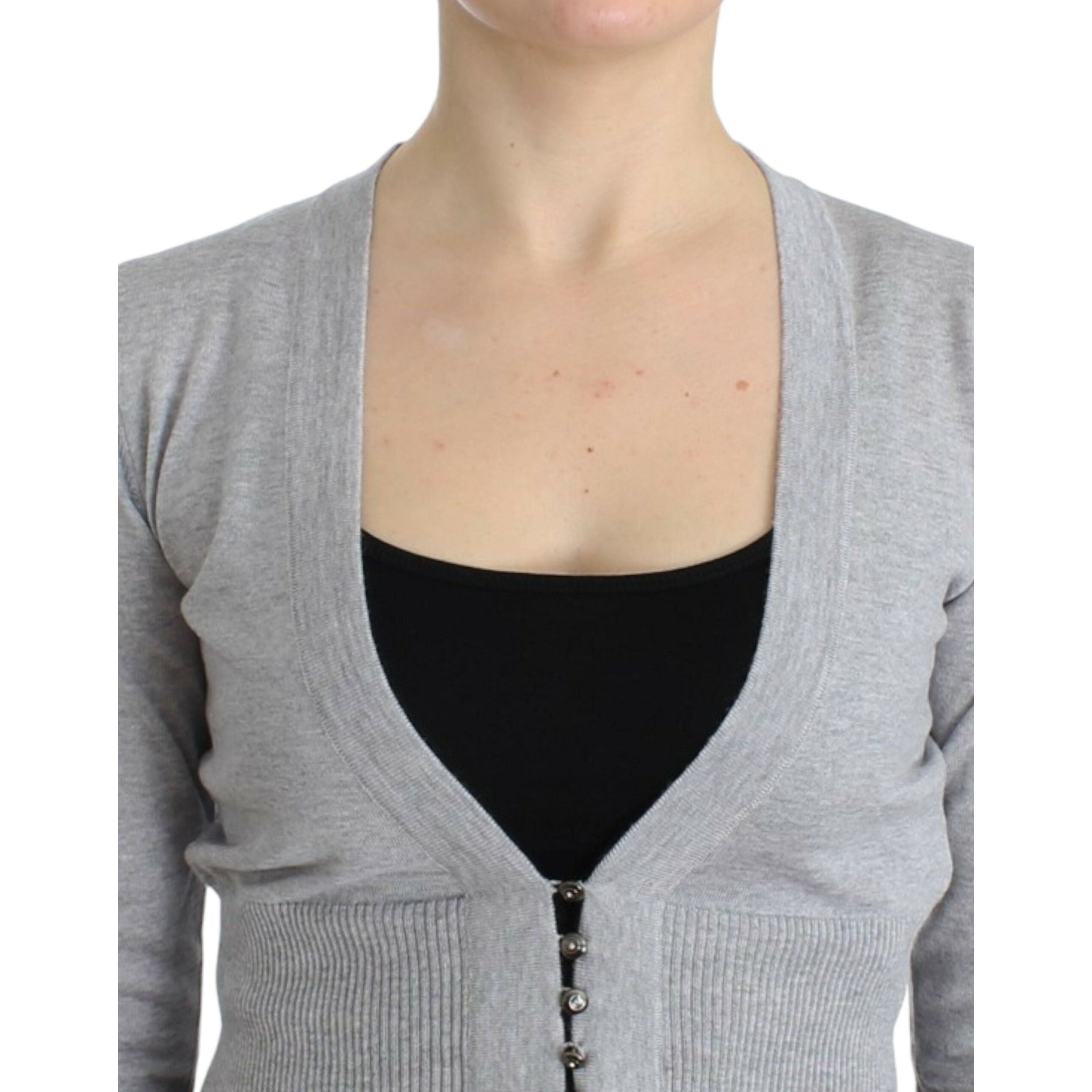 Cropped Virgin Wool Cardigan in Chic Gray