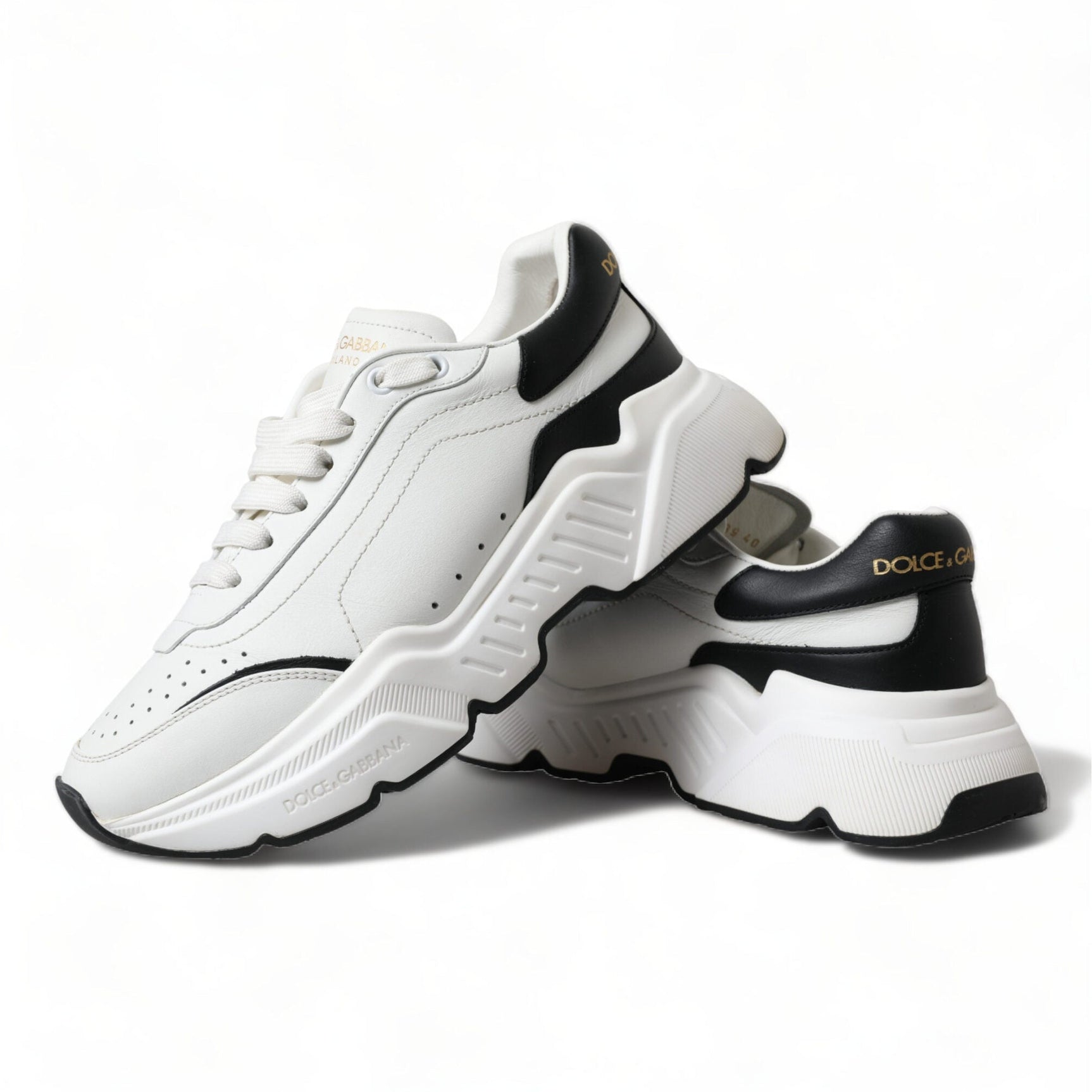 Chic Black & White Daymaster Leather Sneakers