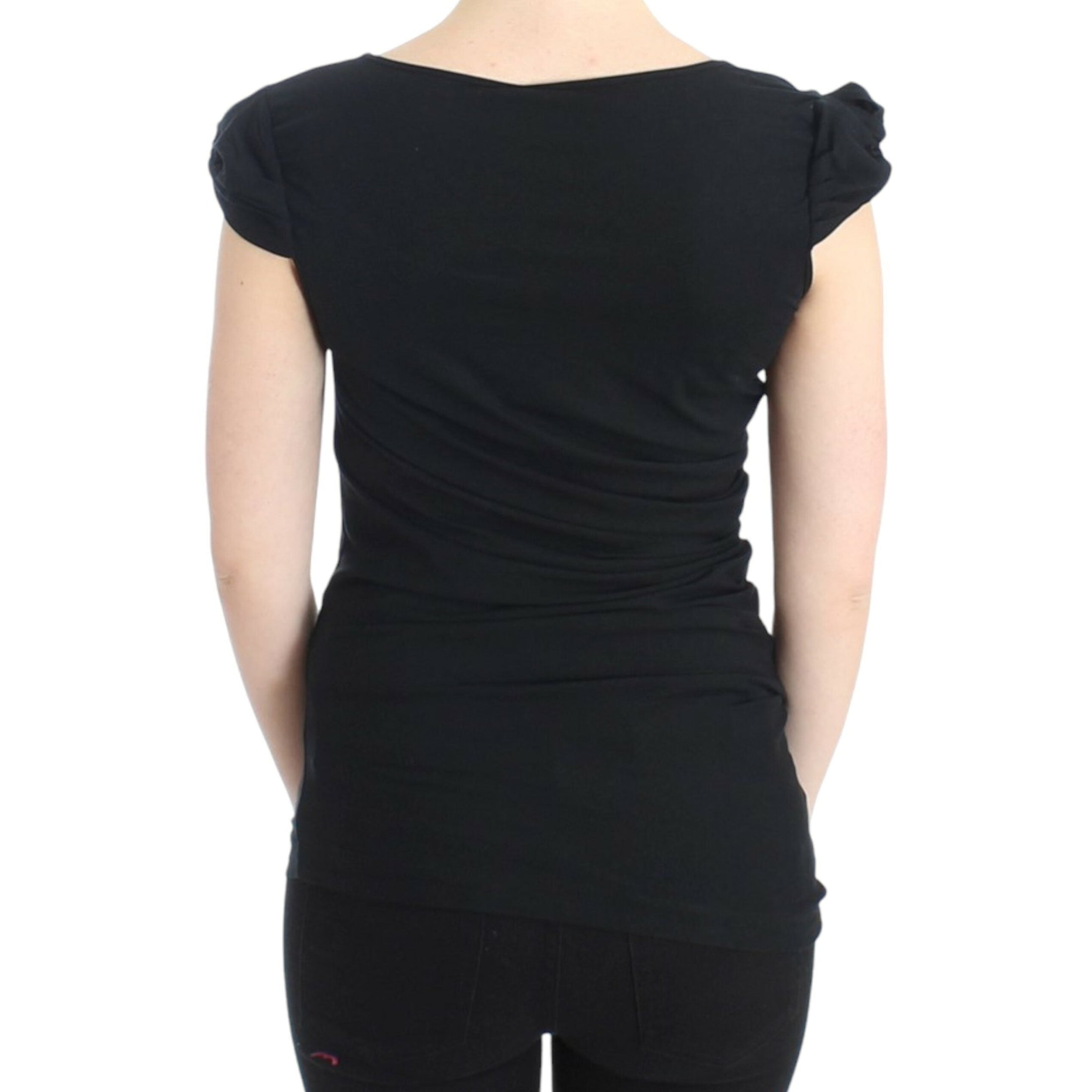 Elegant Cap Sleeve Black Top