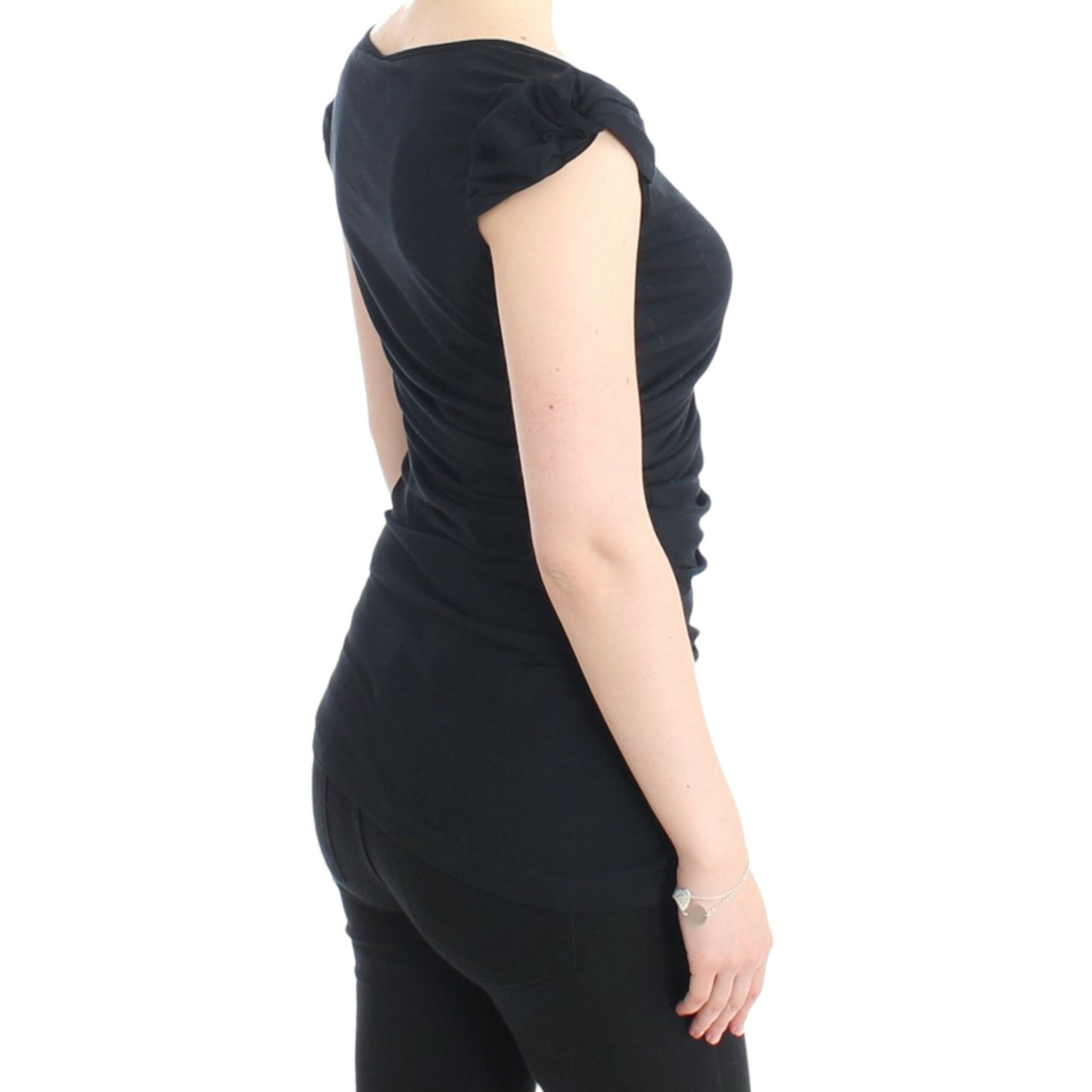 Elegant Cap Sleeve Black Top