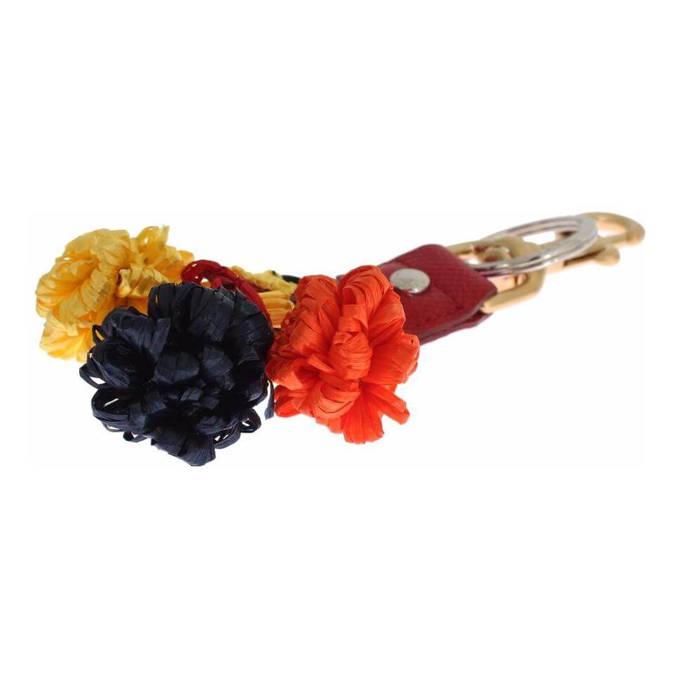 Chic Multicolor Raffia Leather Keychain