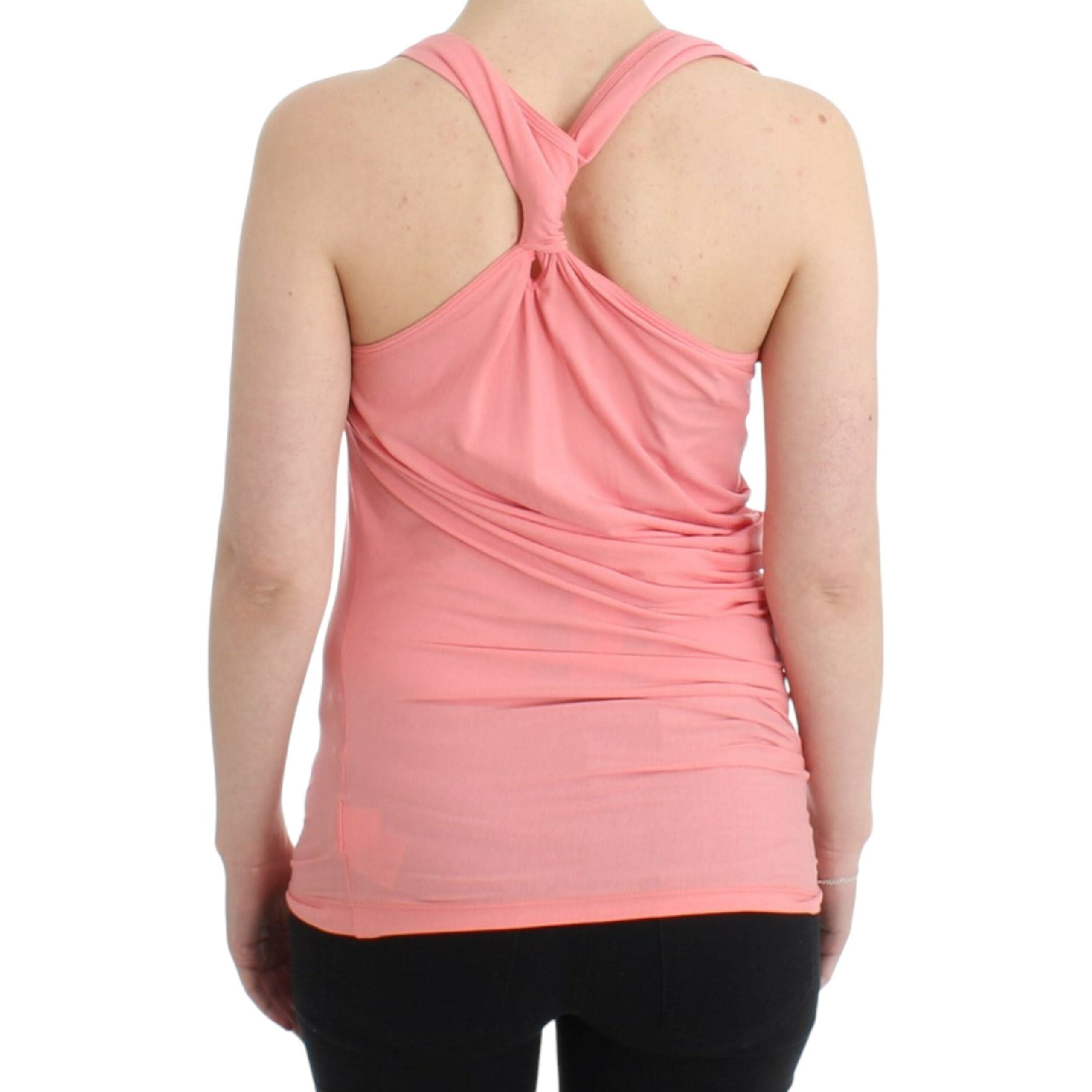 Chic Pink Cotton Blend Tank Top