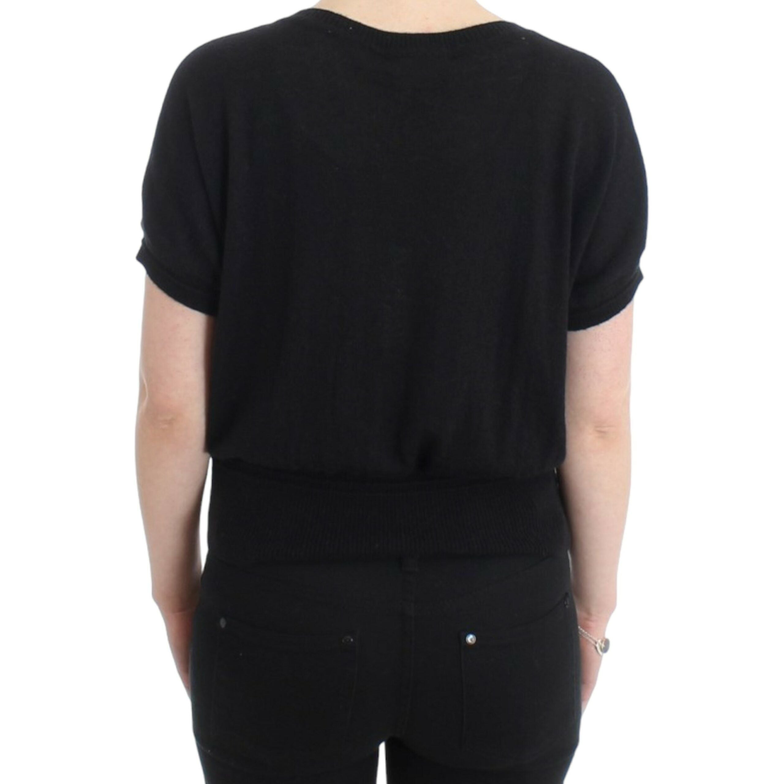 Elegant Short Sleeved Black Jumper