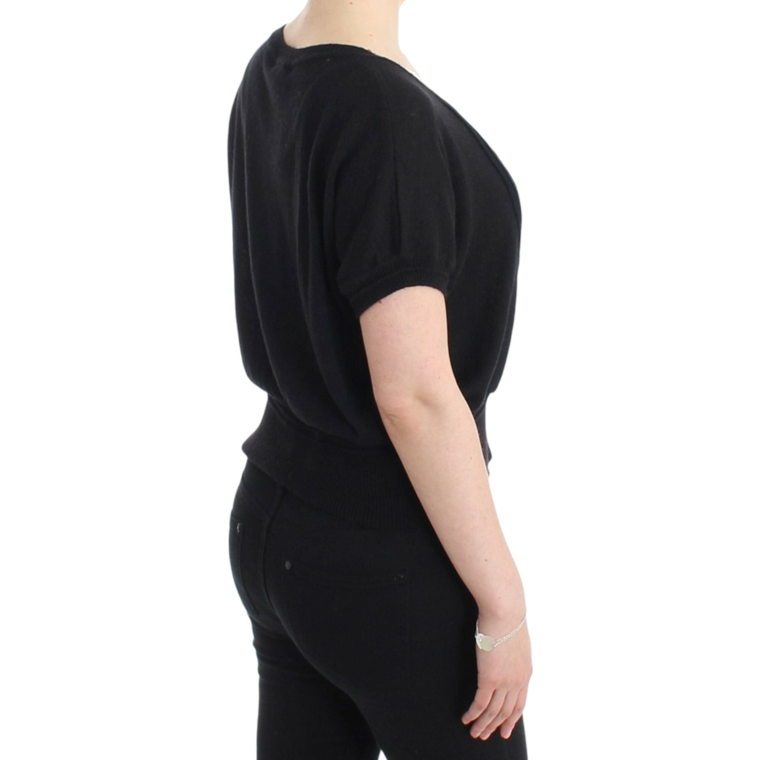 Elegant Short Sleeved Black Jumper