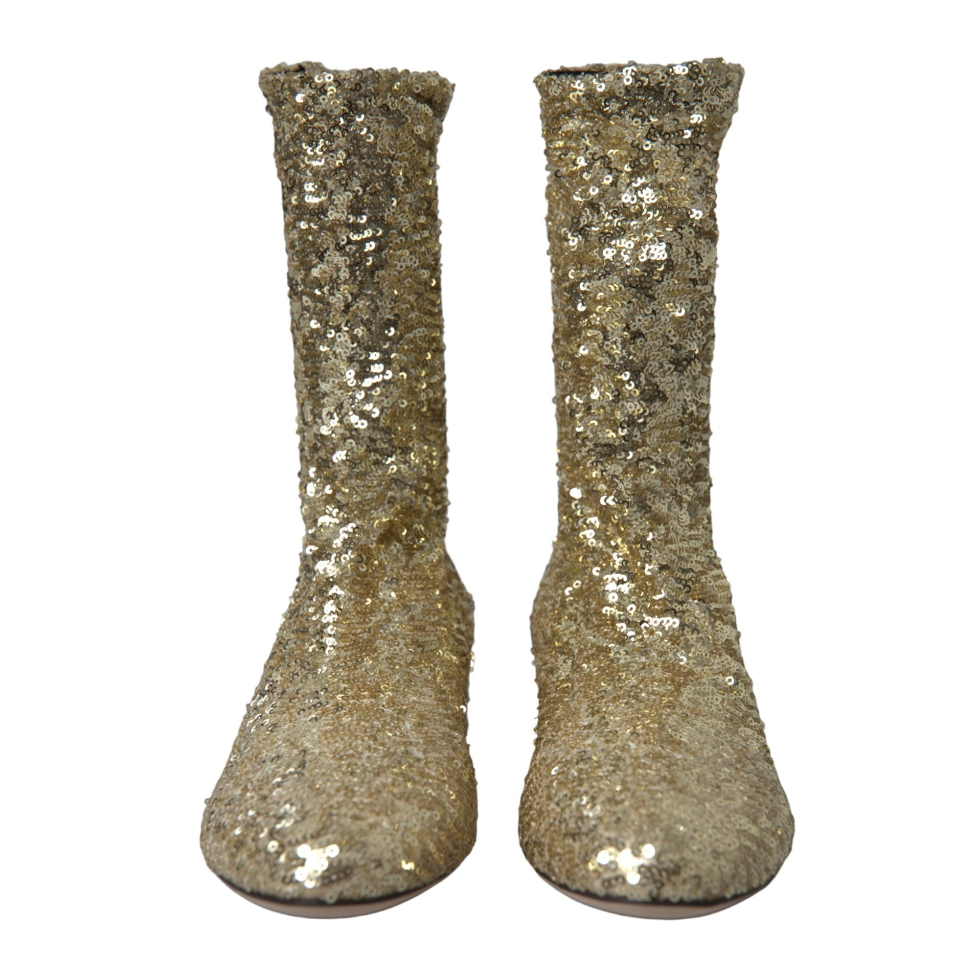 Elegant Mid Calf Gold Boots Exclusive Design