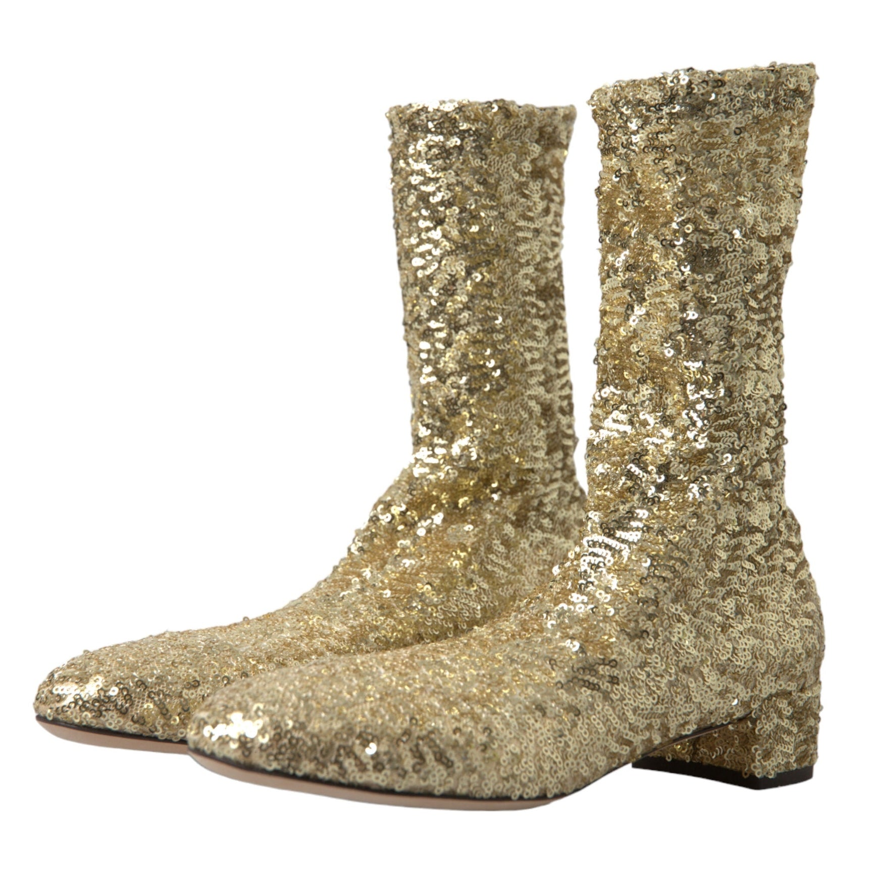 Elegant Mid Calf Gold Boots Exclusive Design