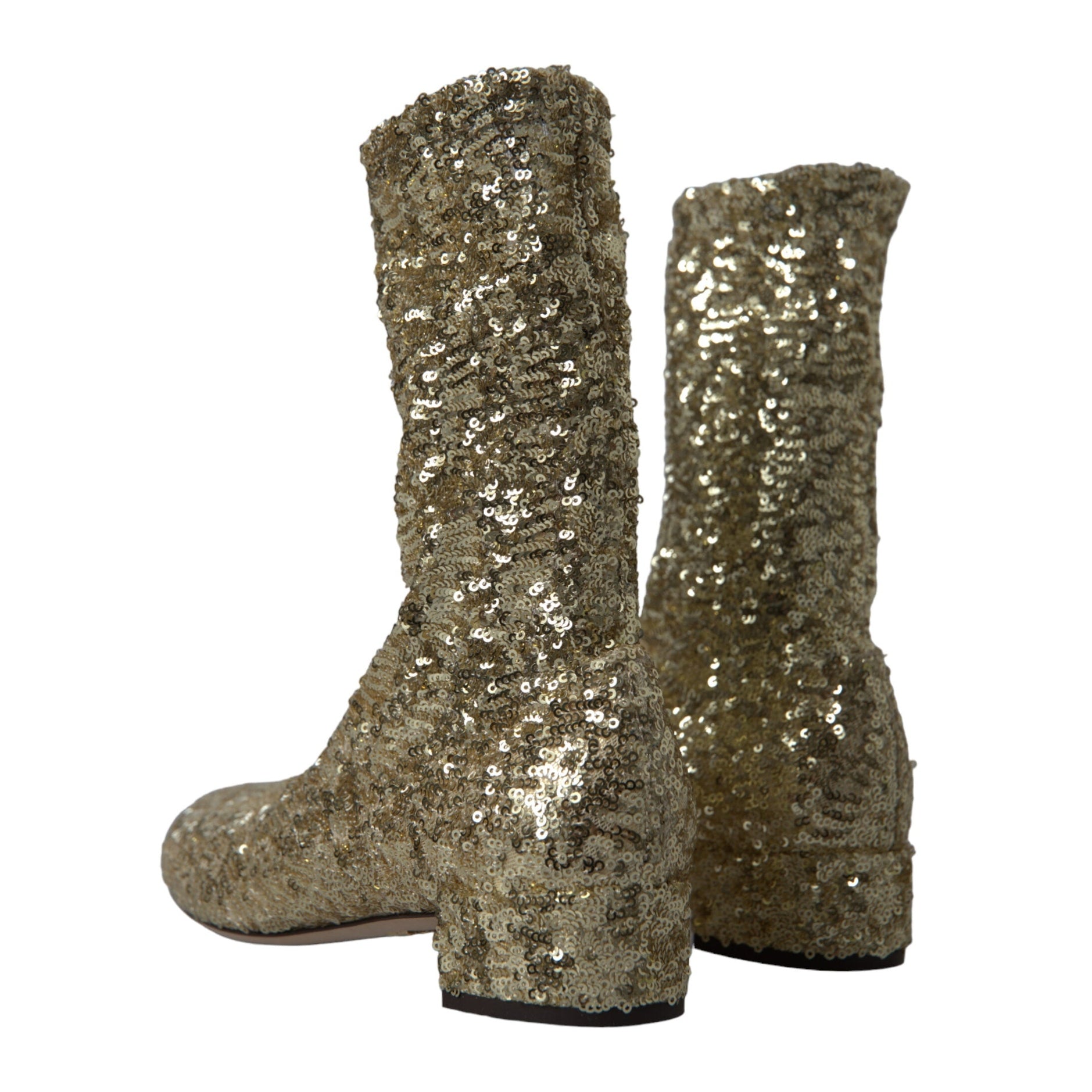 Elegant Mid Calf Gold Boots Exclusive Design