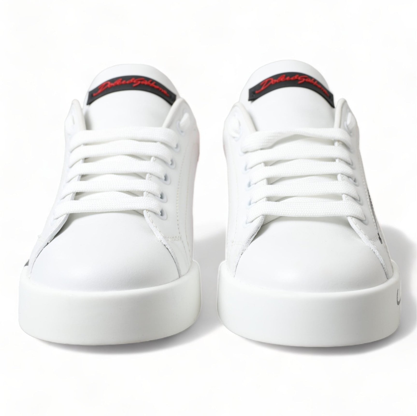 Elegant White Leather Portofino Sneakers