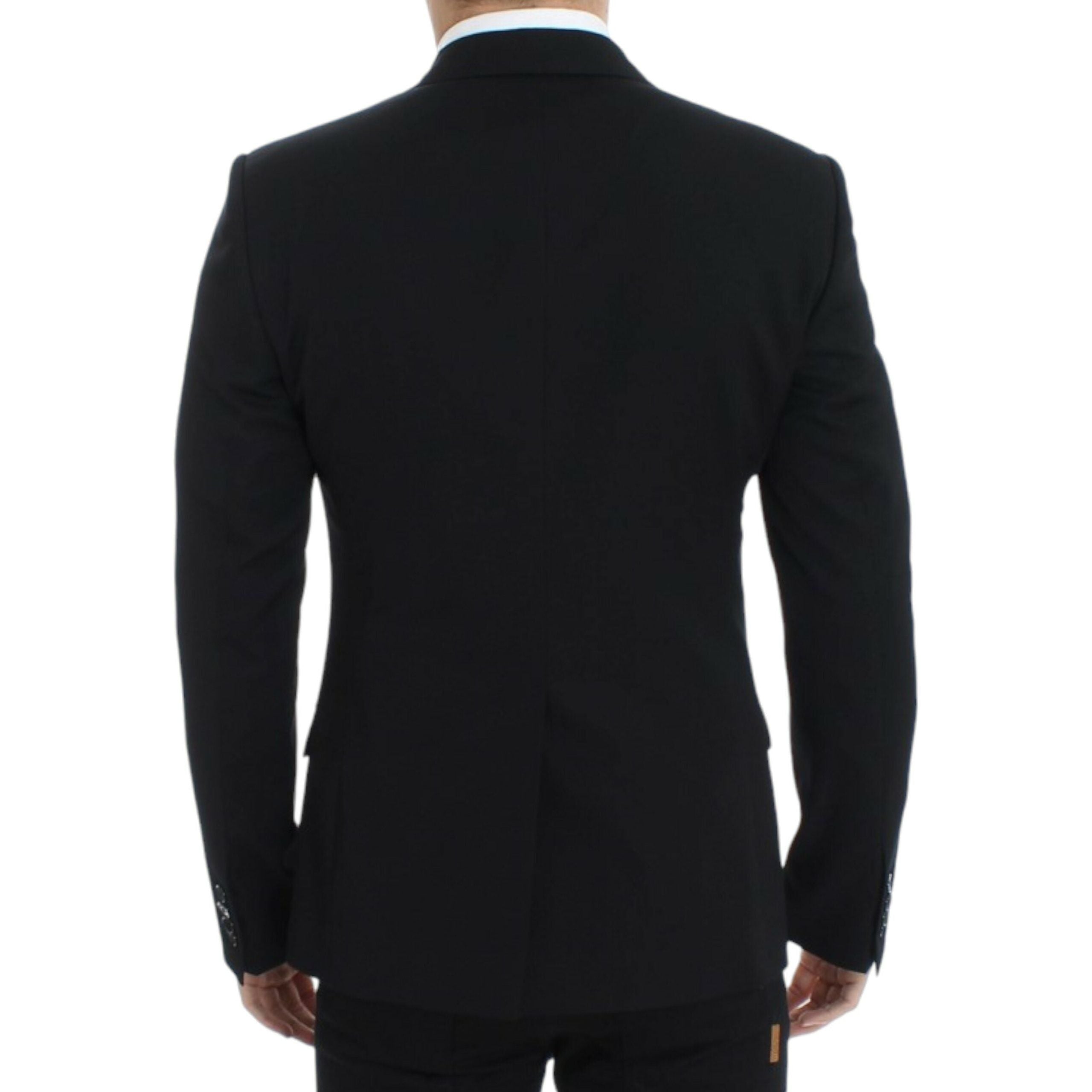 Elegant Slim Fit Black Wool Blazer