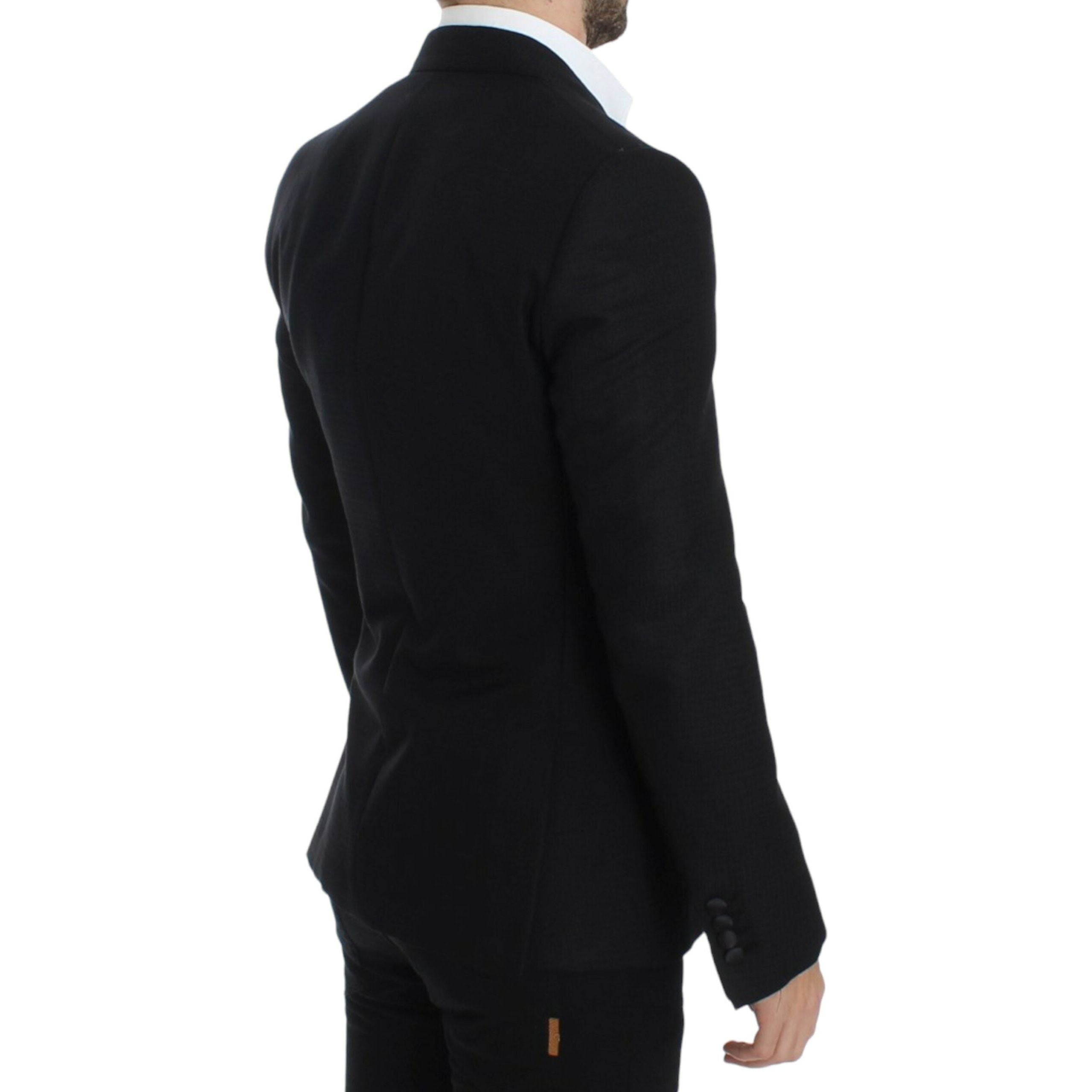 Elegant Black Silk Blend Sicilia Blazer