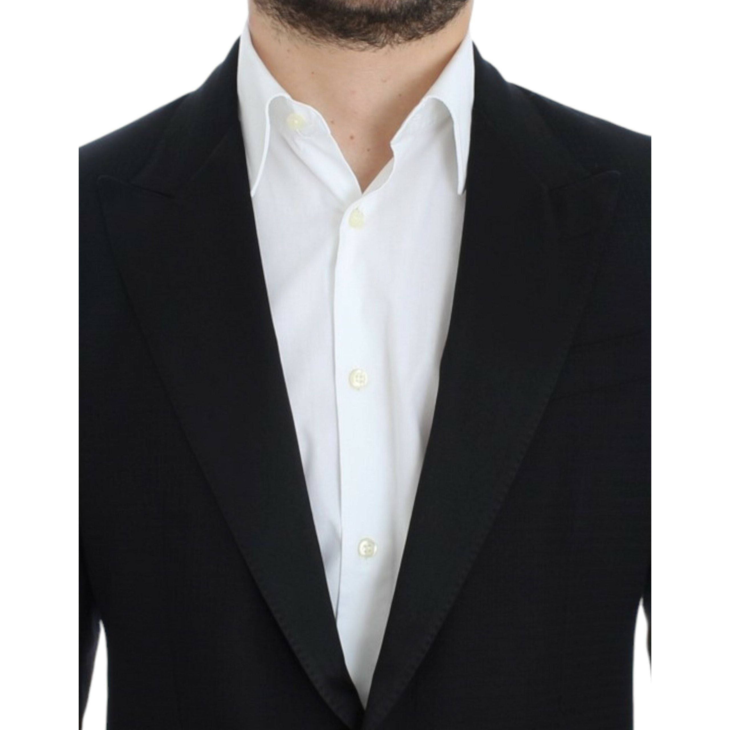 Elegant Black Silk Blend Sicilia Blazer