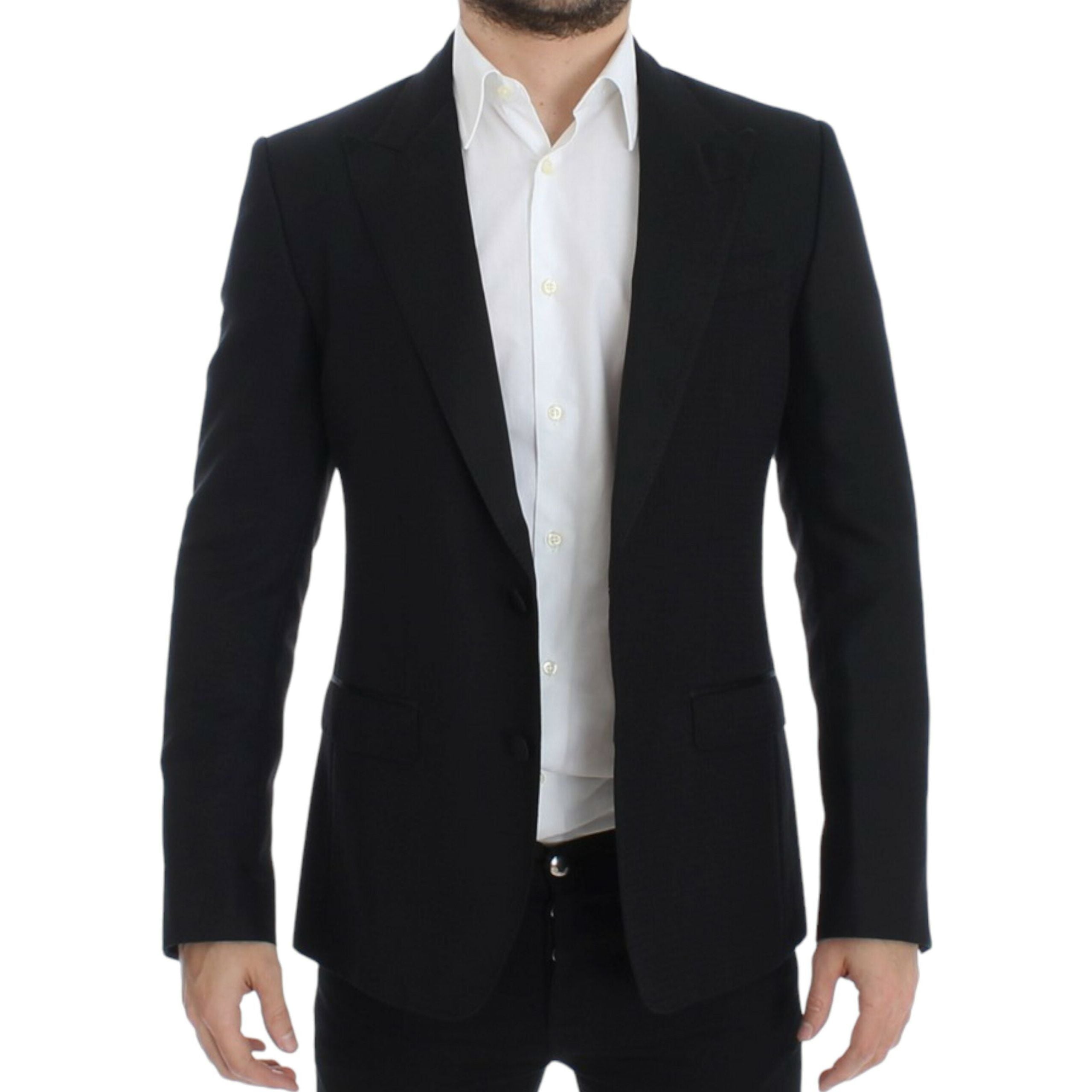 Elegant Black Silk Blend Sicilia Blazer