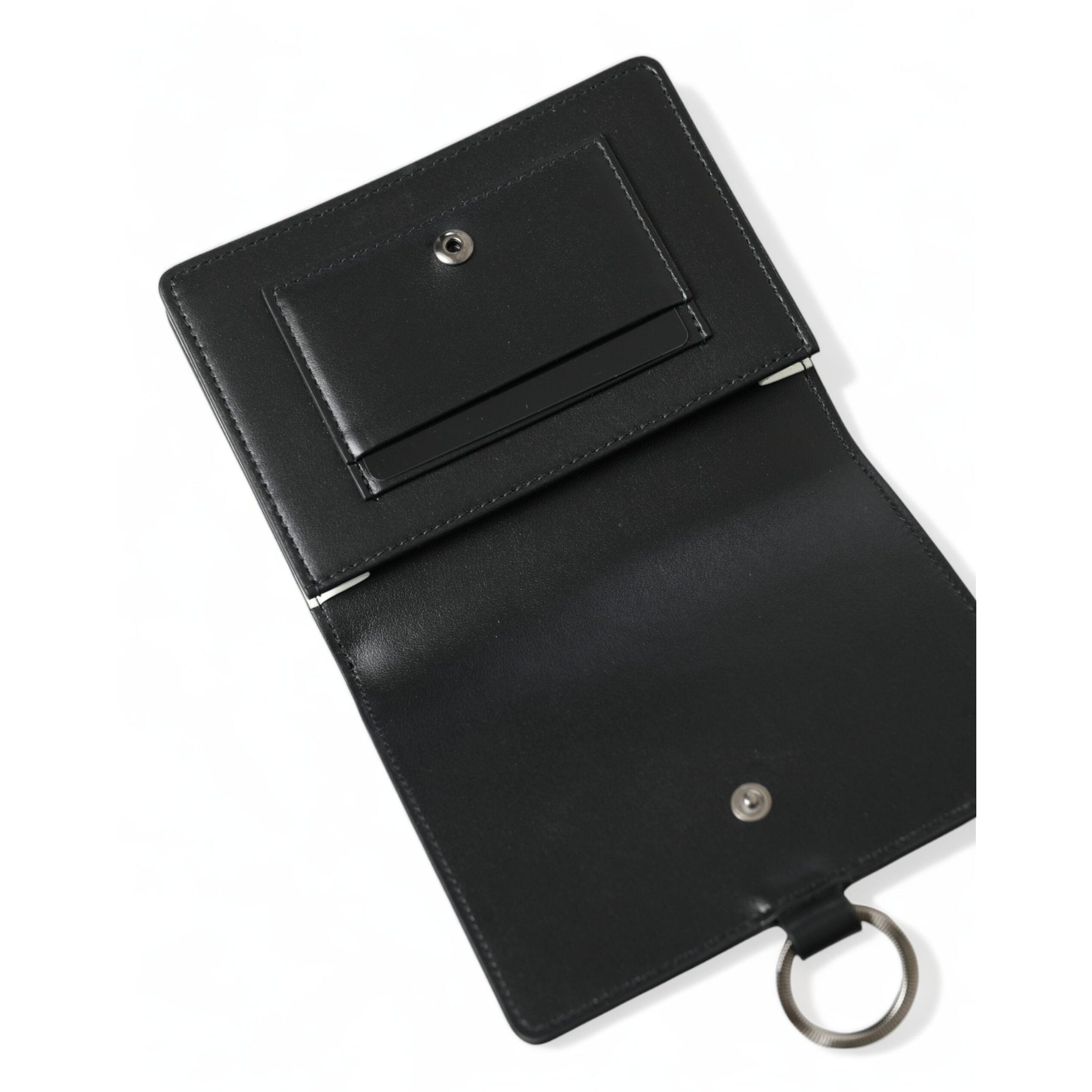 Elegant Black Leather Crystal Card Holder Wallet