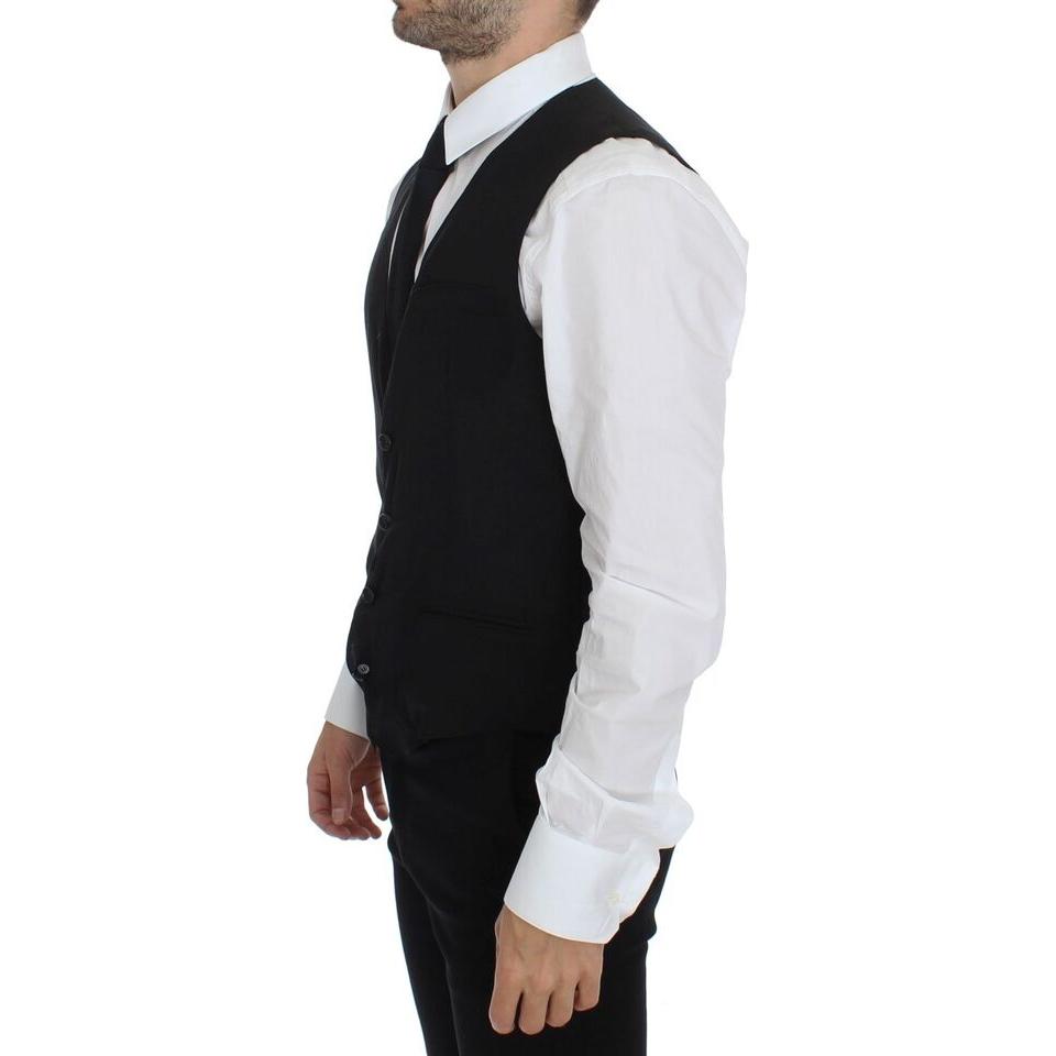 Elegant Black Wool Dress Vest