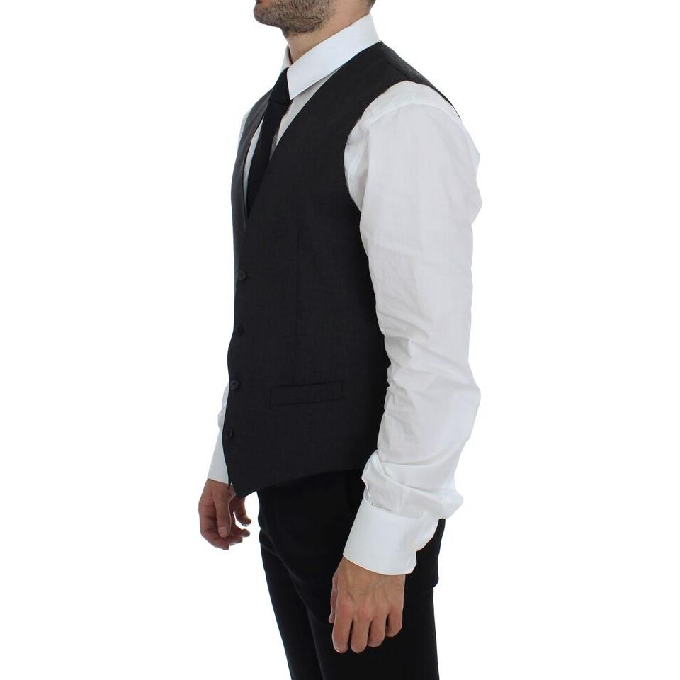 Elegant Gray Wool Formal Dress Vest