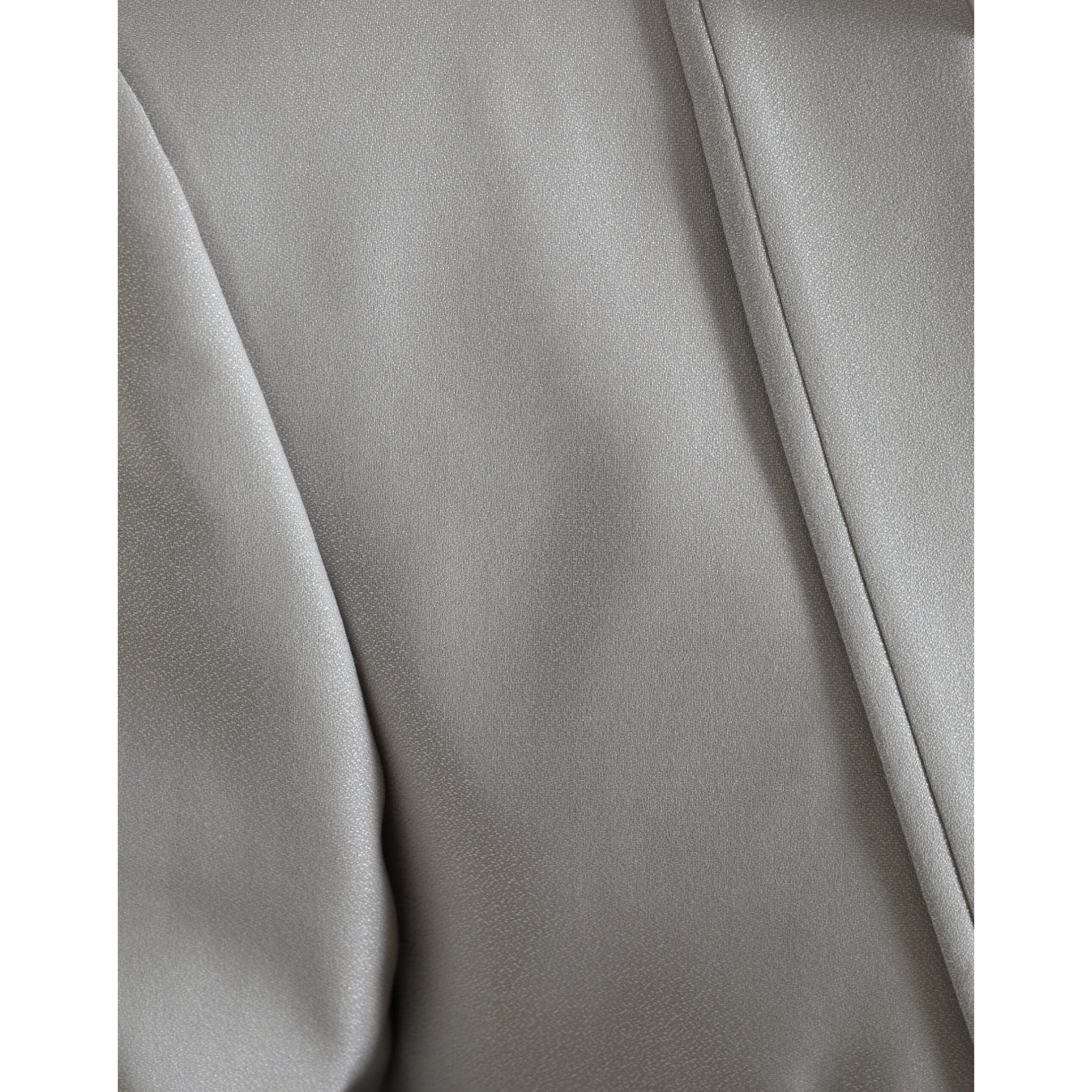 Elegant Silver Slim Fit Wool-Silk Suit