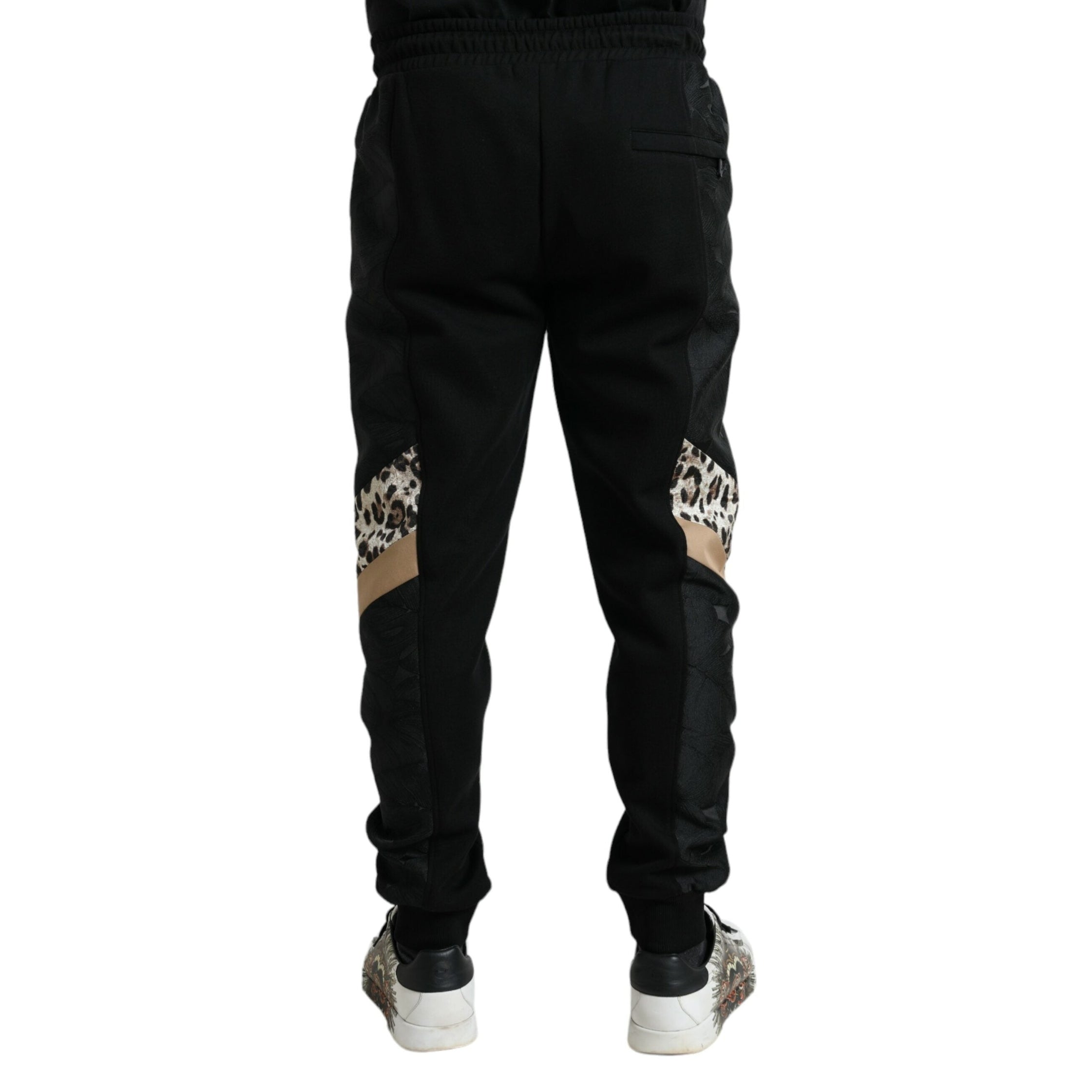 Elegant Black Leopard Jogger Pants