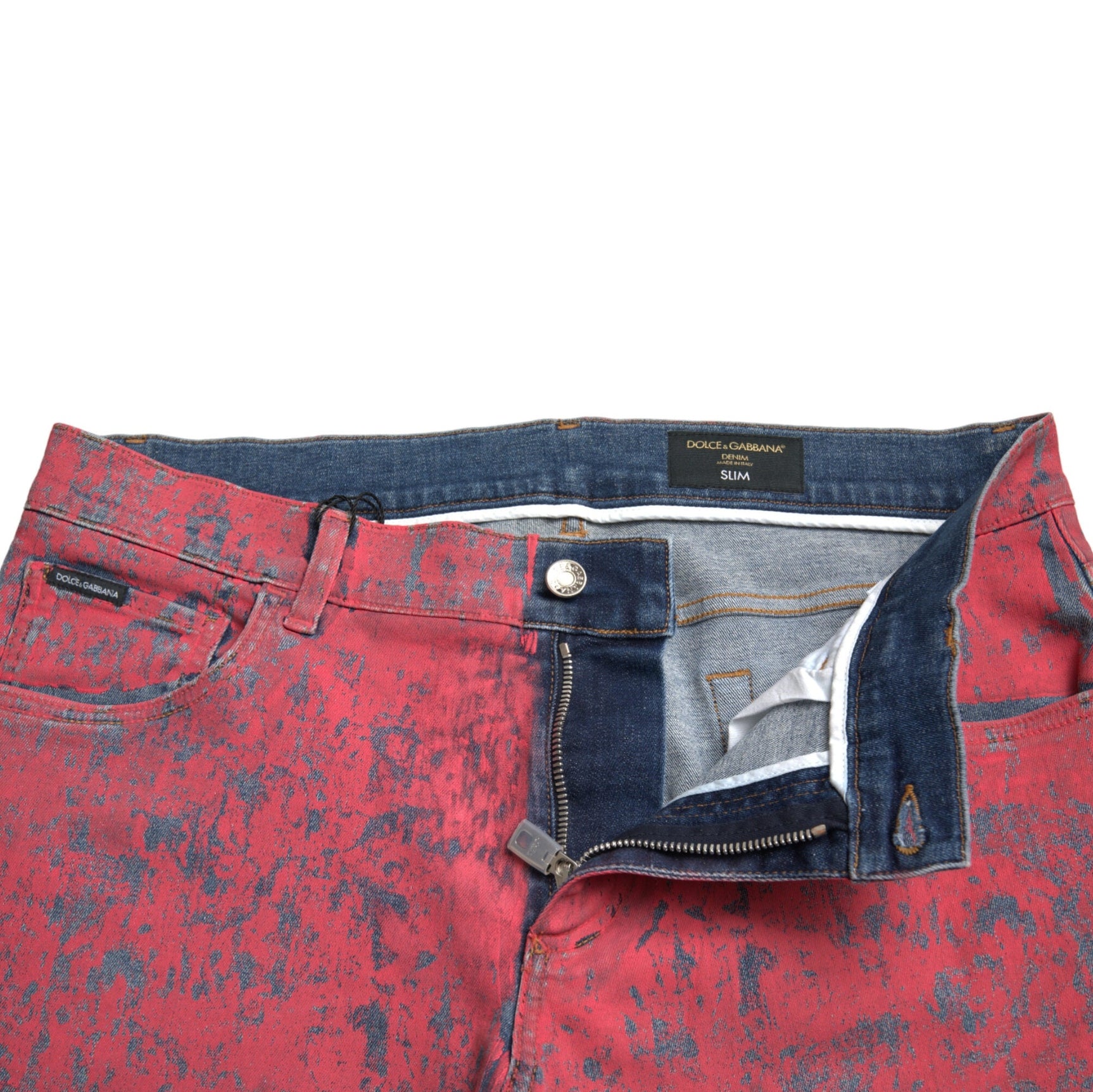 Red Tie Dye Skinny Denim Jeans