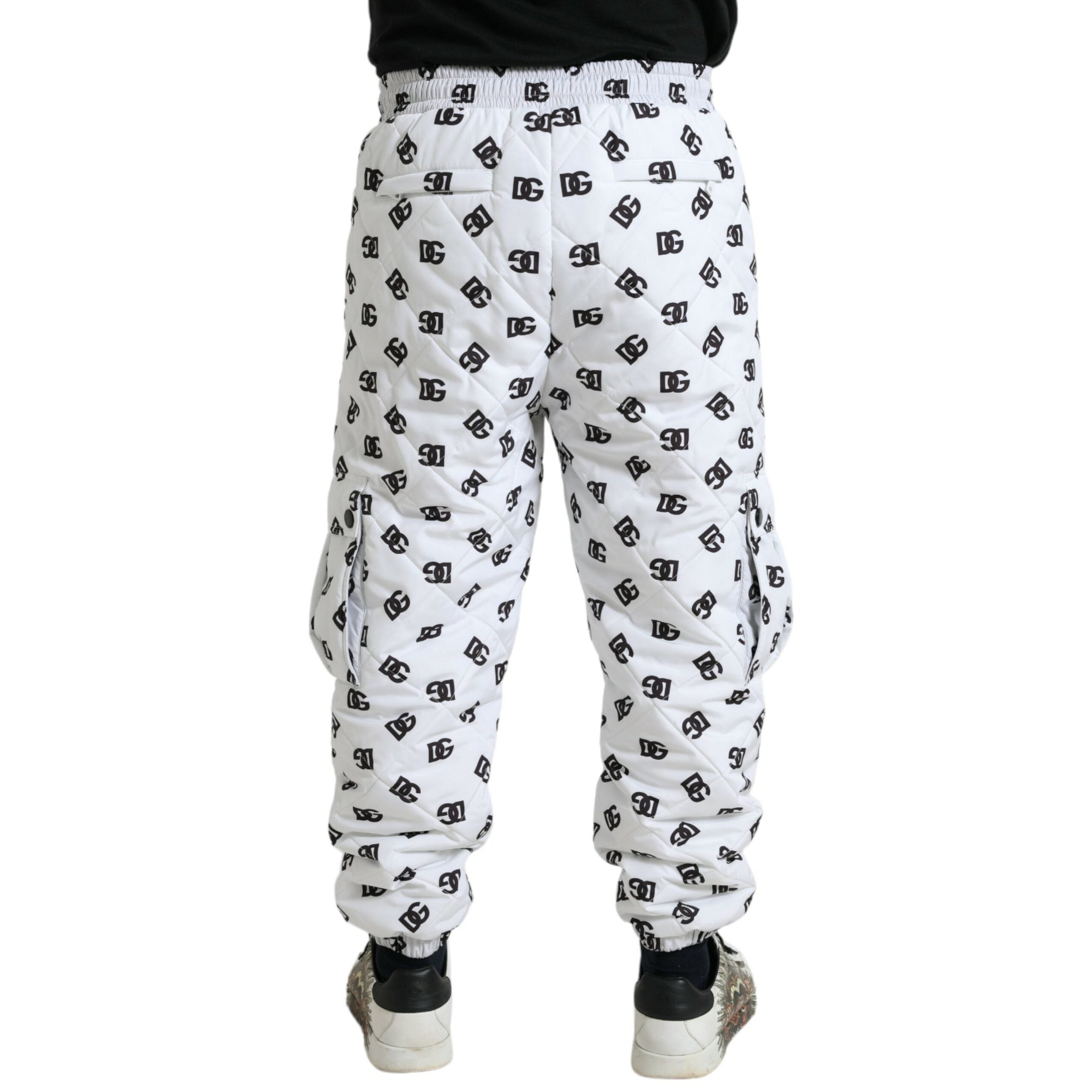 Chic White Jogger Pants with Iconic DG Print