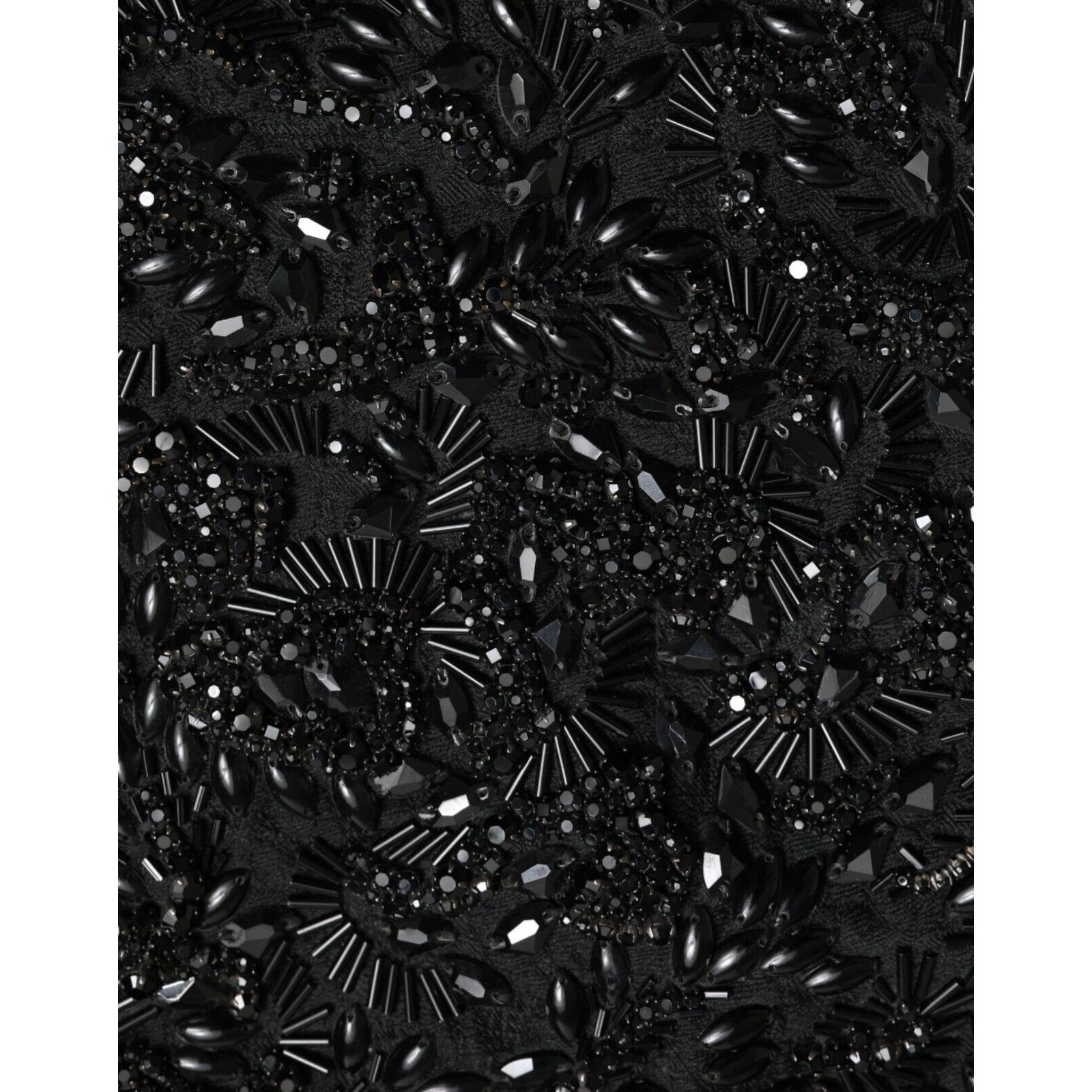 Black Crystal-Embellished Runway Skirt