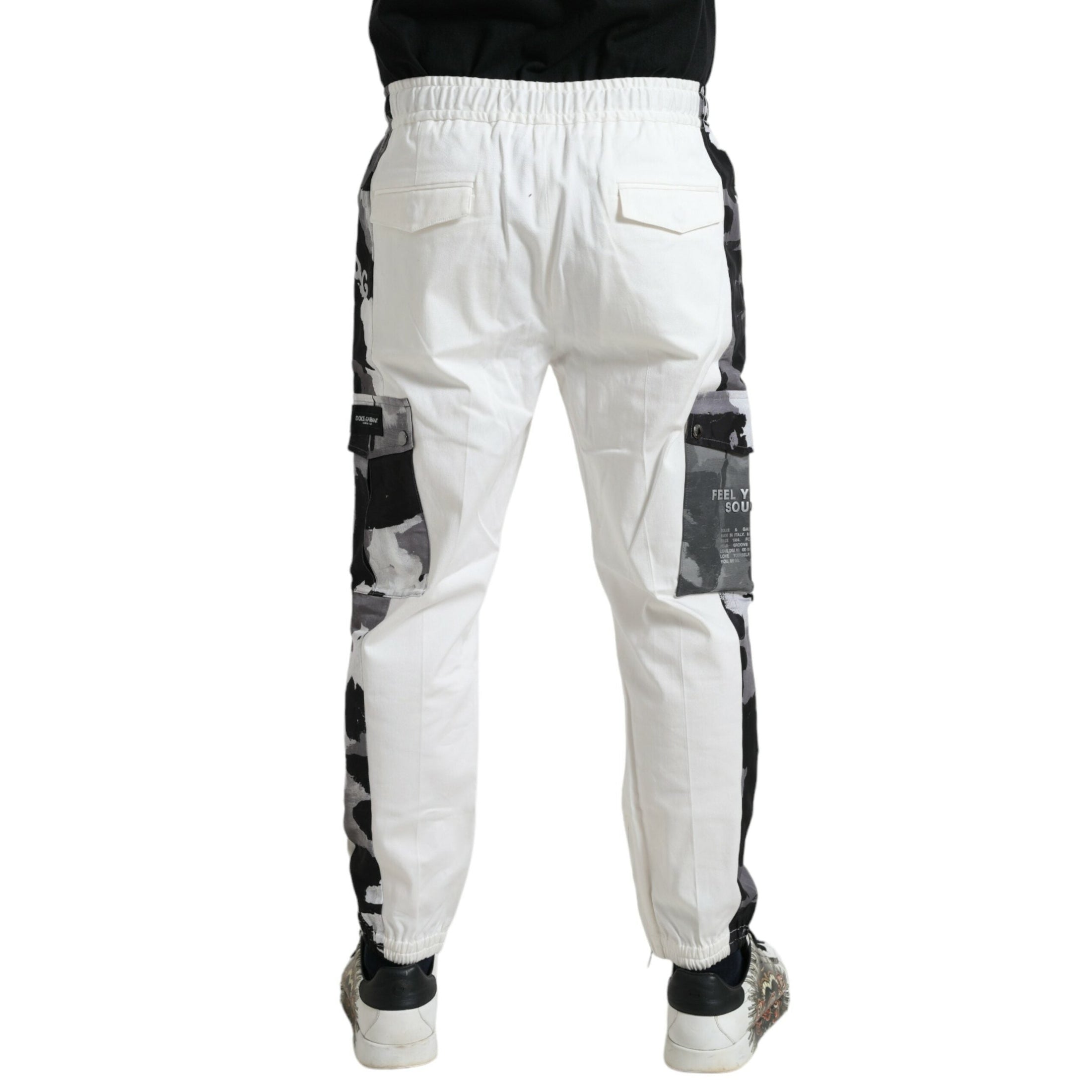 Elegant White Cotton Blend Jogger Pants