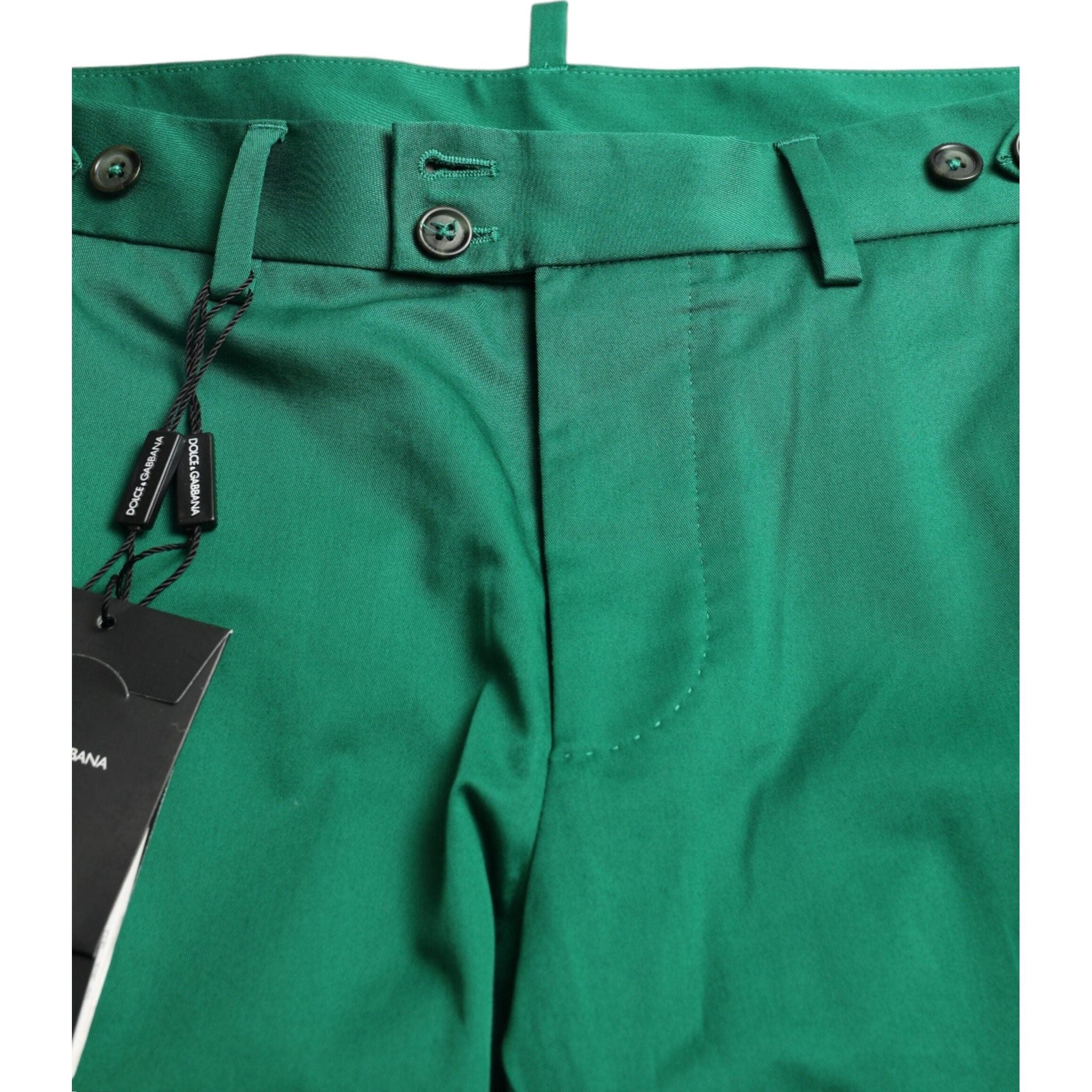 Elegant Deep Green Cotton Bermuda Shorts