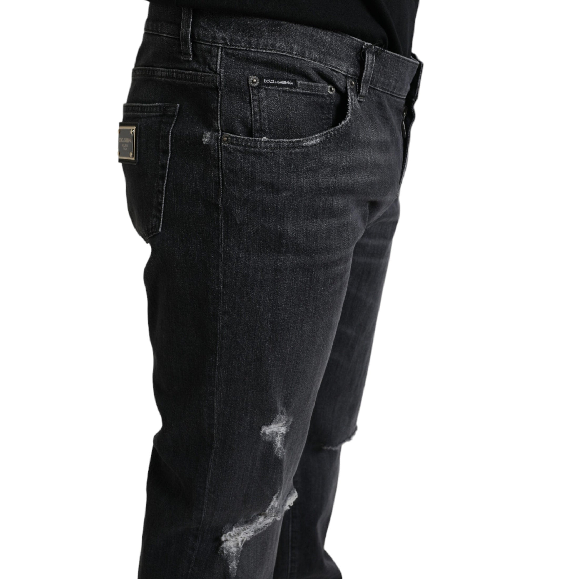 Elegant Slim Fit Tattered Denim Jeans