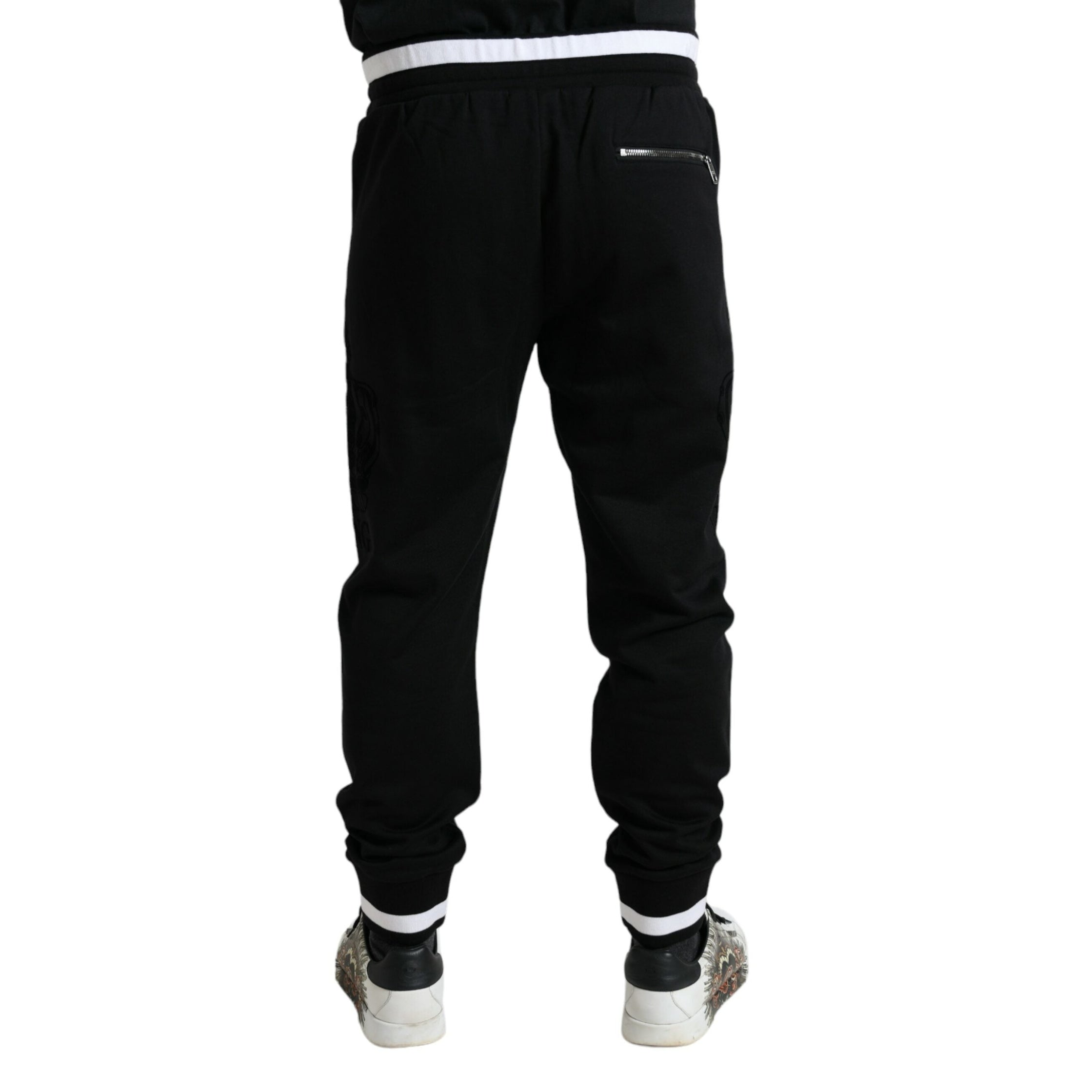 Elegant Black and White Cotton Joggers