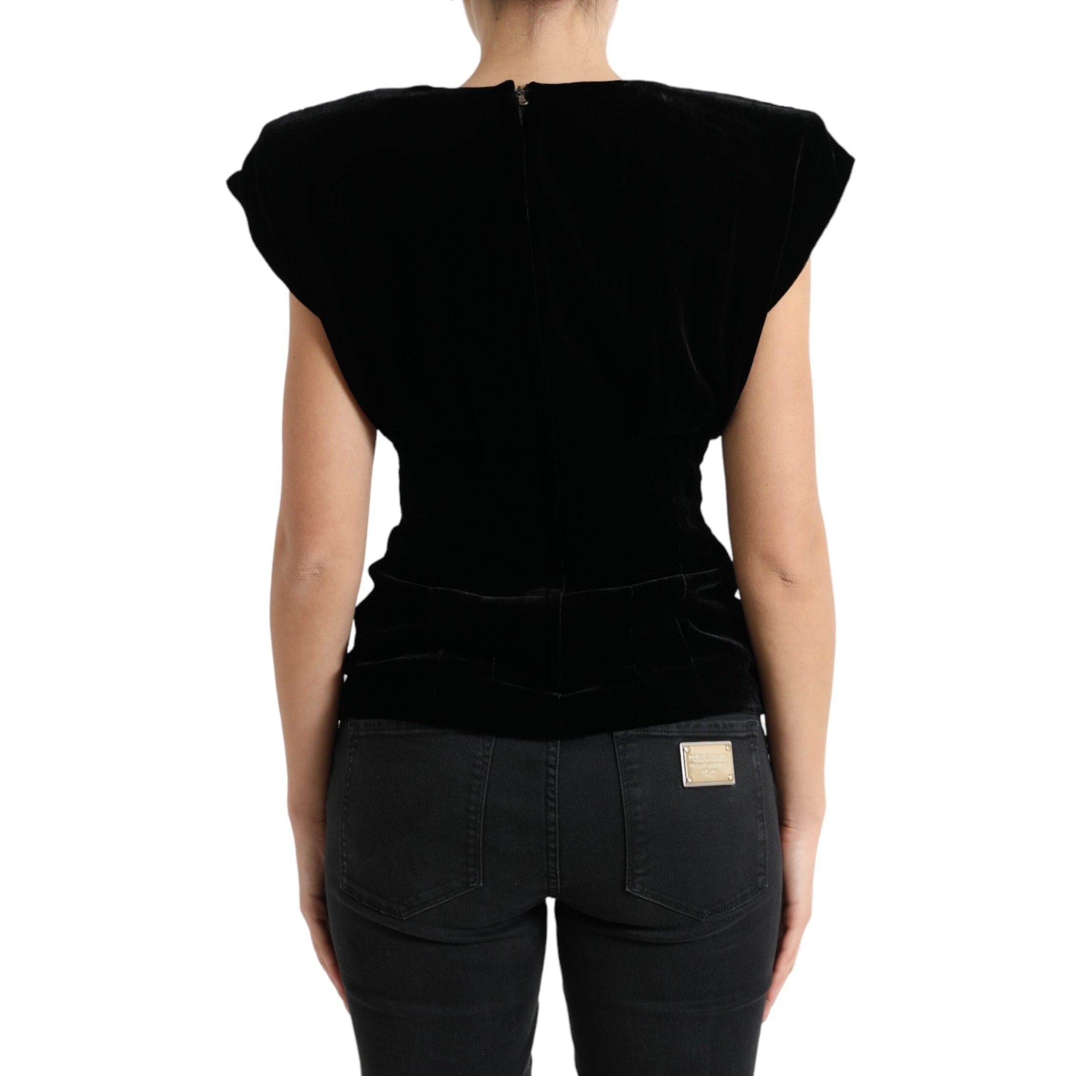 Velvet Exaggerated Shoulder Top