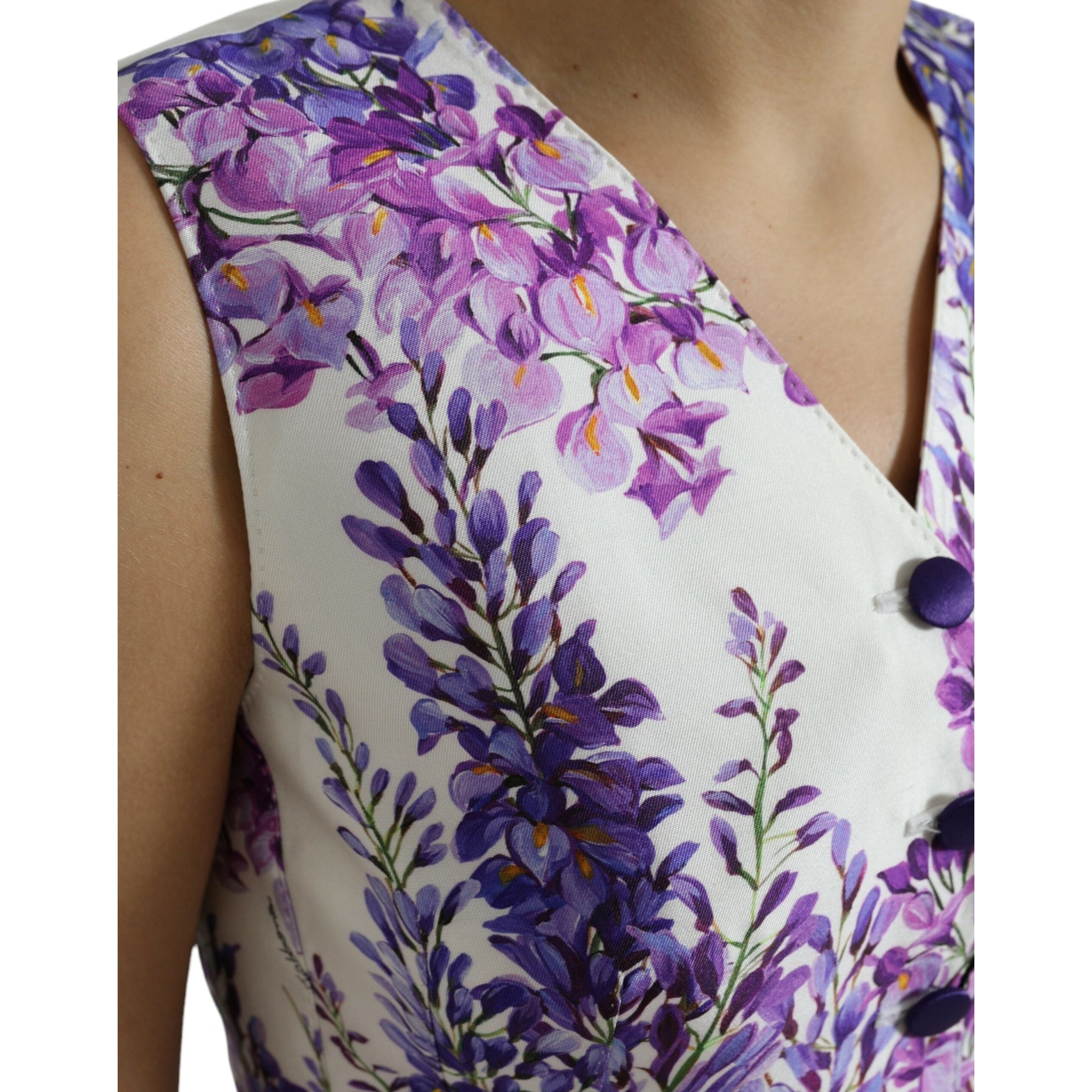 Floral Print Silk Blend Waistcoat