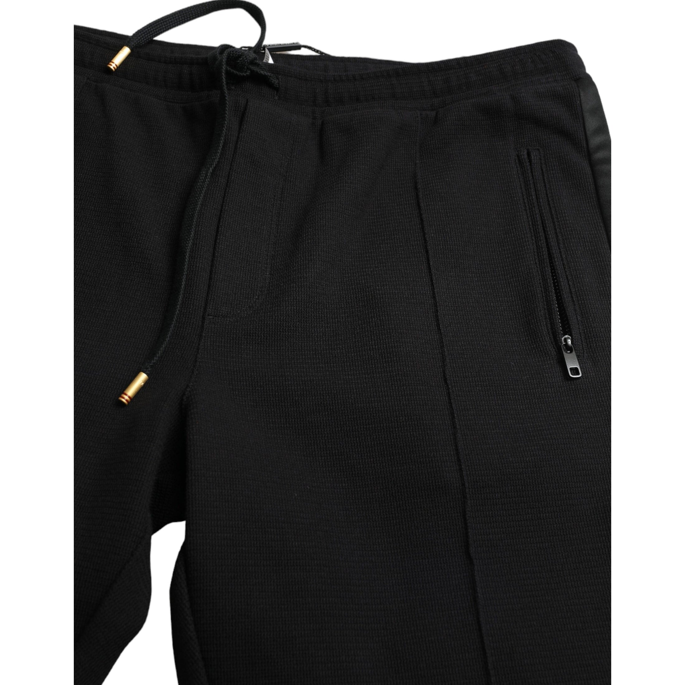 Elegant Black Cotton Blend Jogger Pants