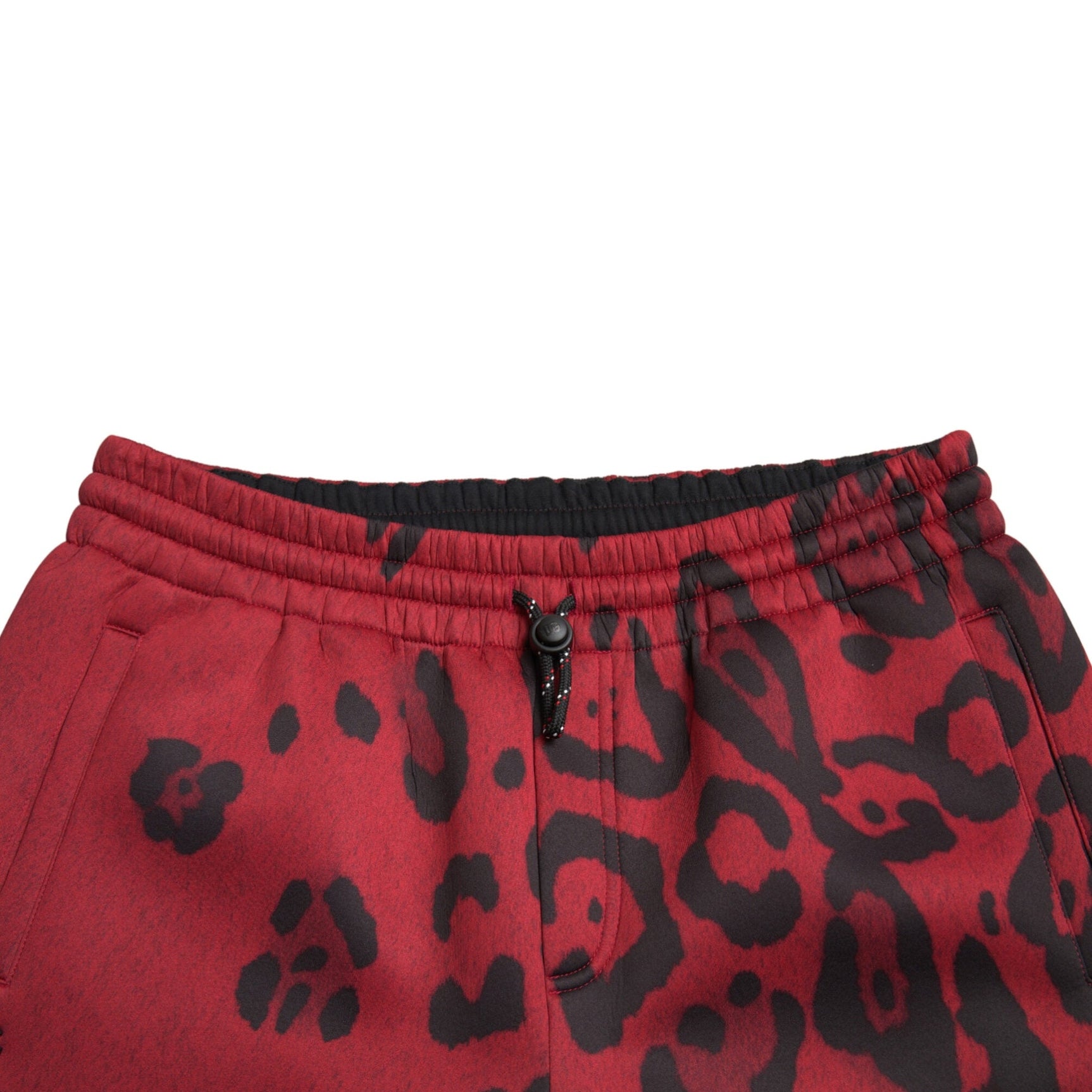 Elegant Leopard Print Joggers in Red and Black