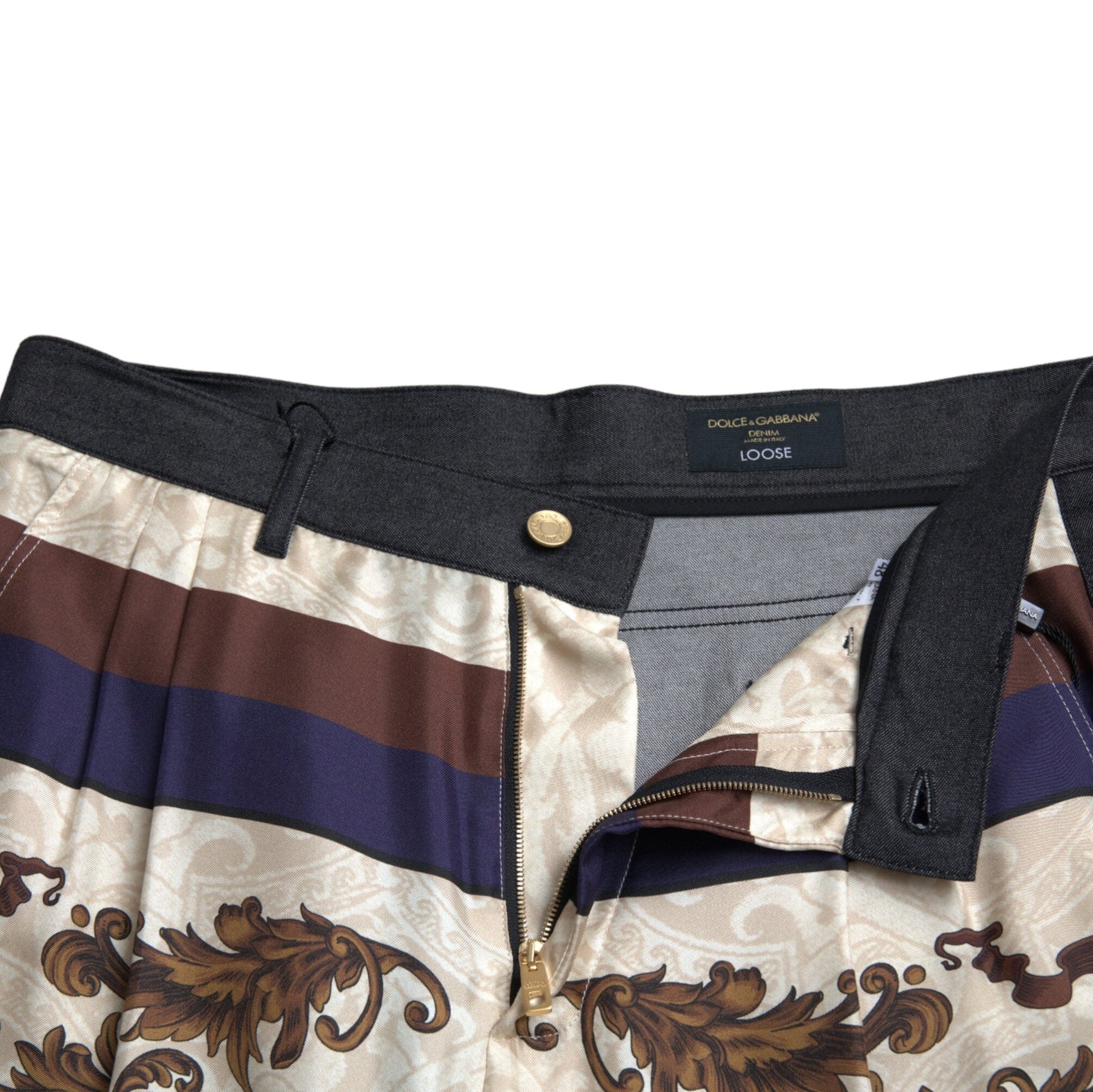 Elegant Silk Skinny Pants with Heraldic Print