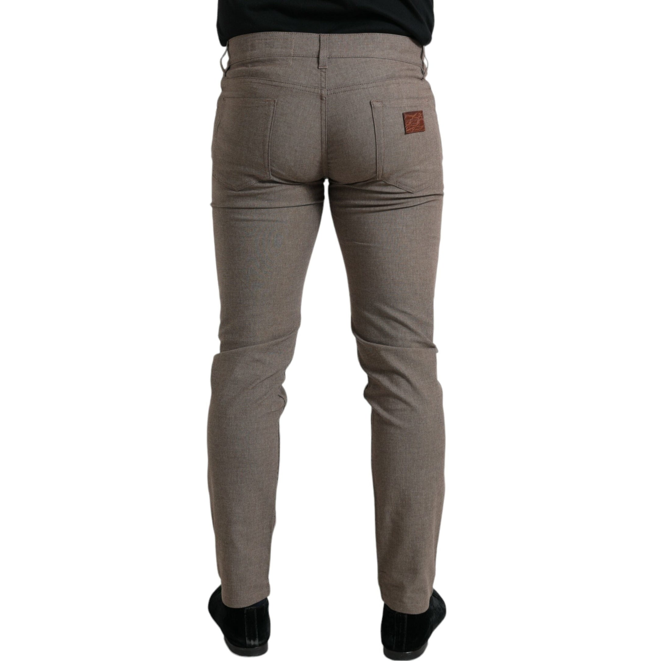 Elegant Brown Cotton Stretch Skinny Pants