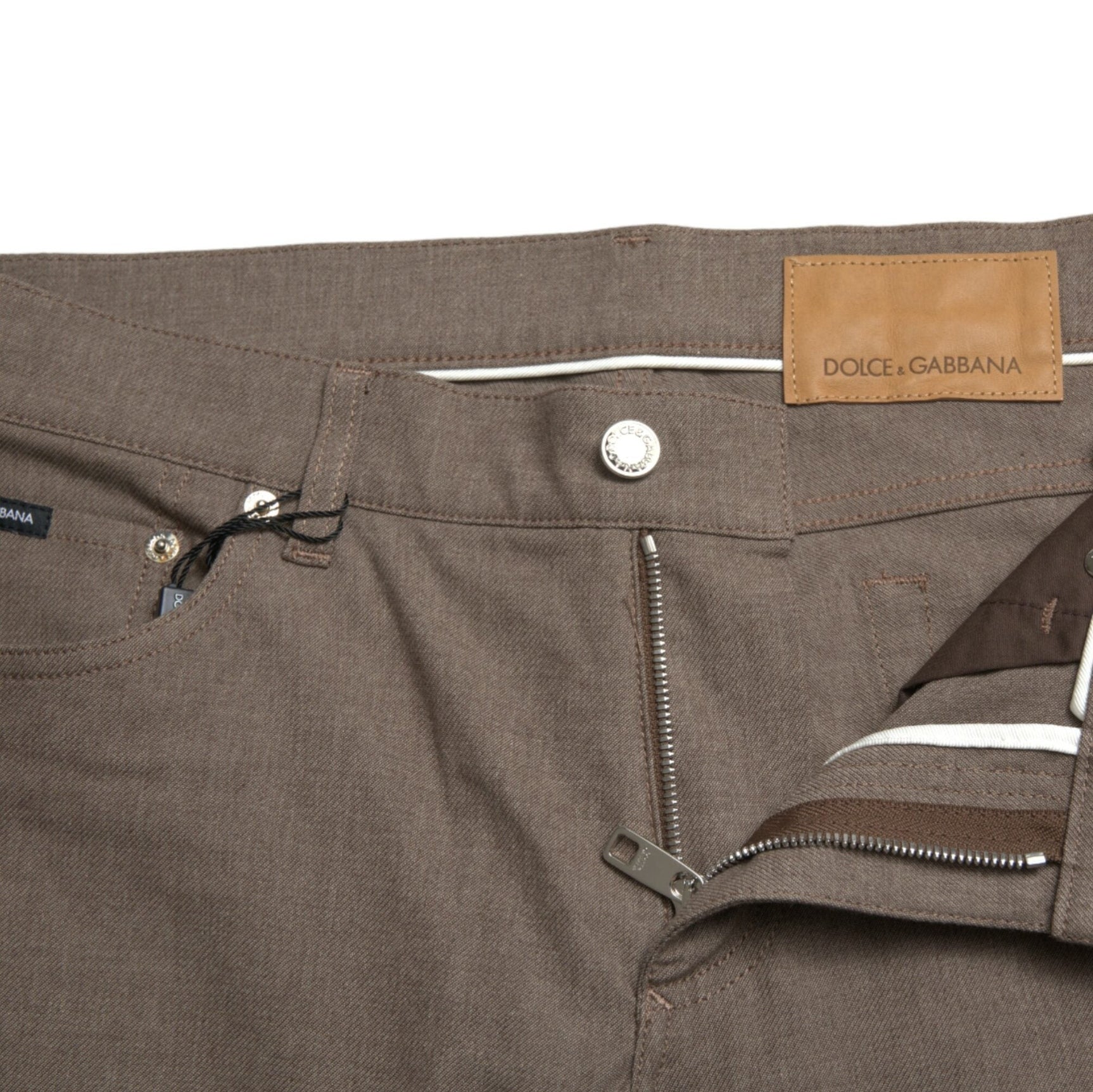 Elegant Brown Cotton Stretch Skinny Pants