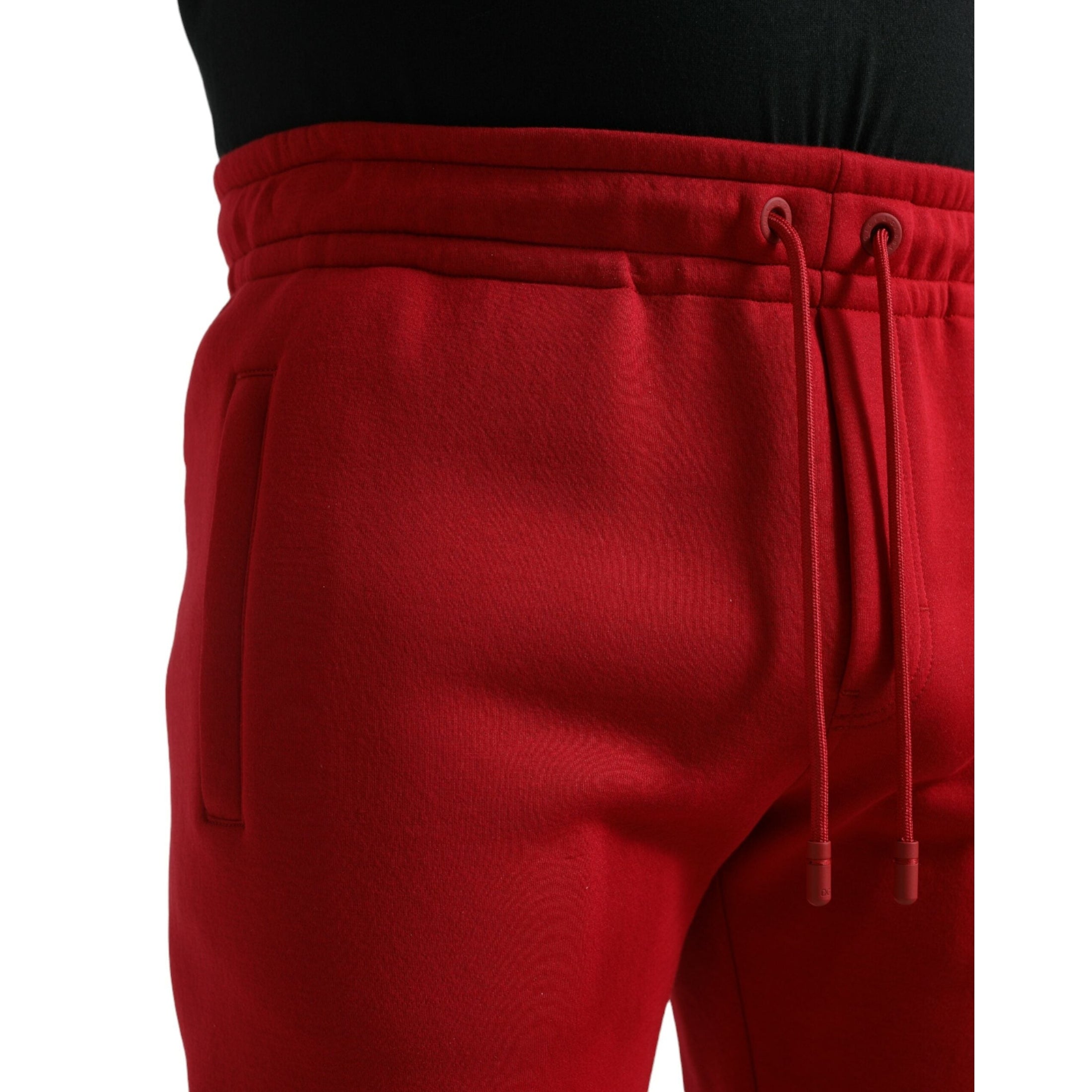 Sizzling Red Cotton Blend Jogger Pants