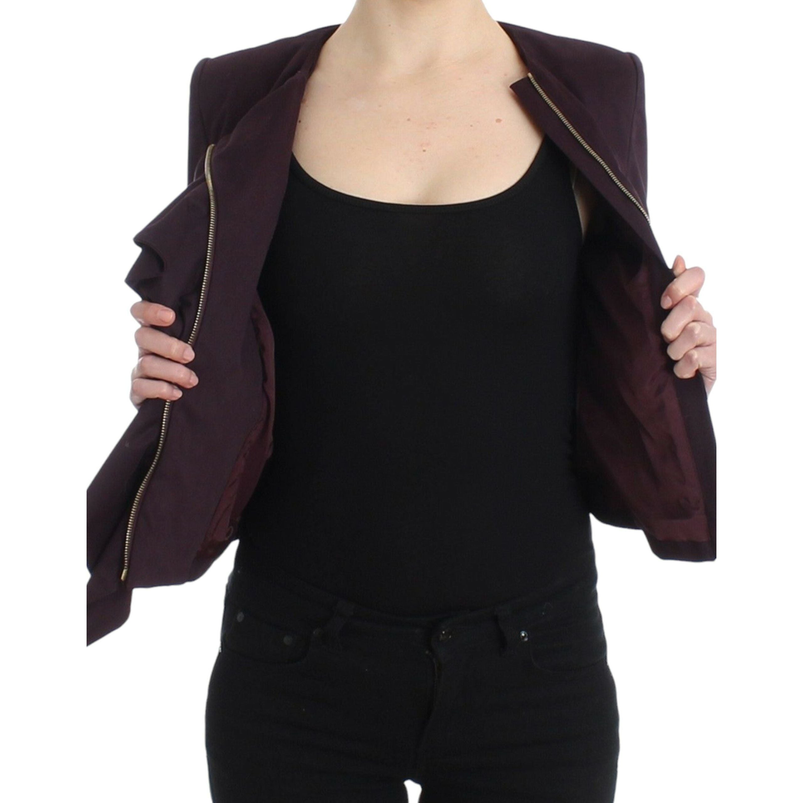 Elegant Purple Cotton Blend Blazer