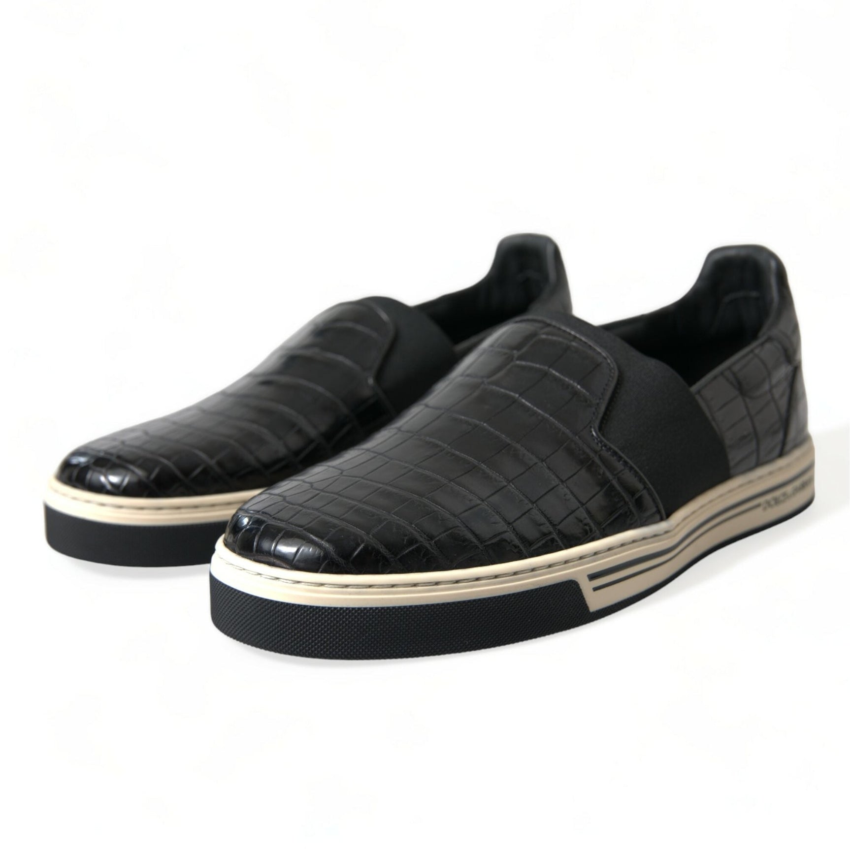 Elegant Crocodile Leather Low-Top Sneakers