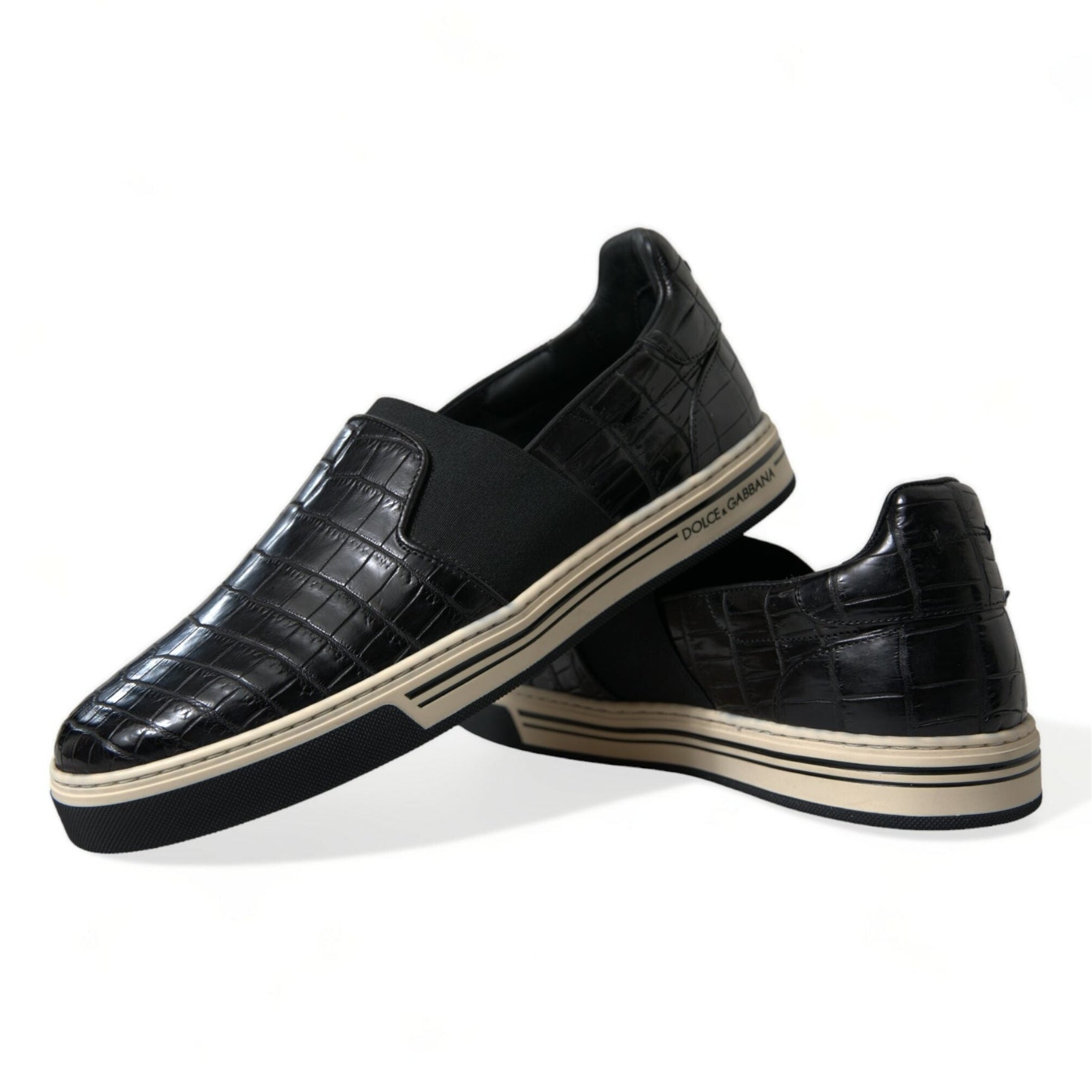 Elegant Crocodile Leather Low-Top Sneakers