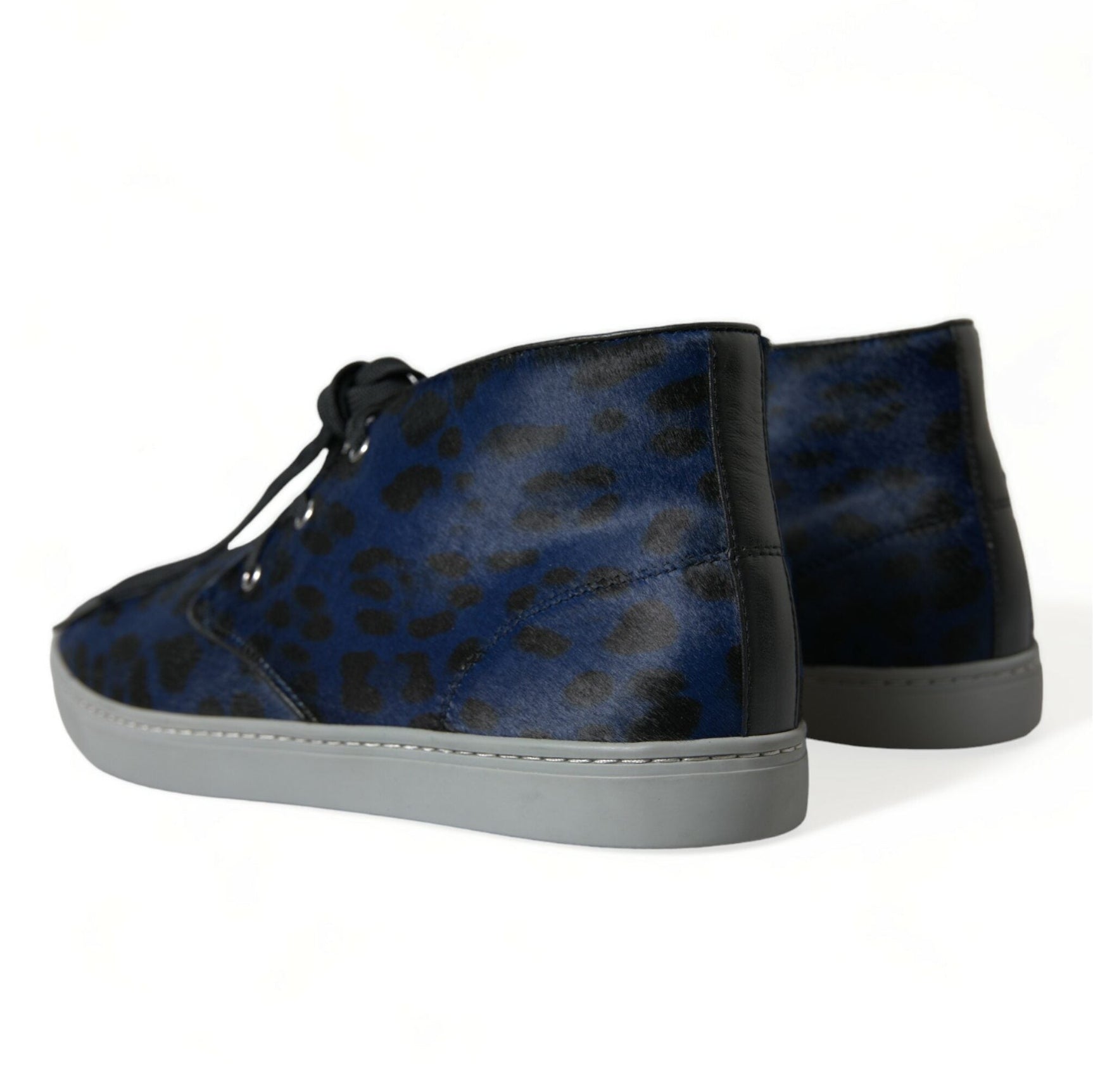 Chic Blue Leopard Print Mid-Top Sneakers