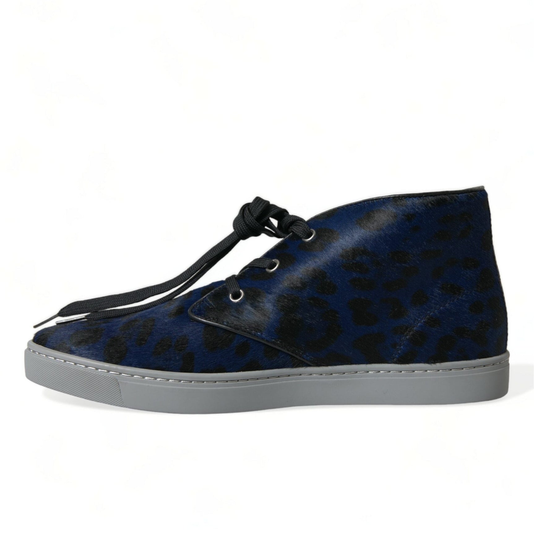 Chic Blue Leopard Print Mid-Top Sneakers