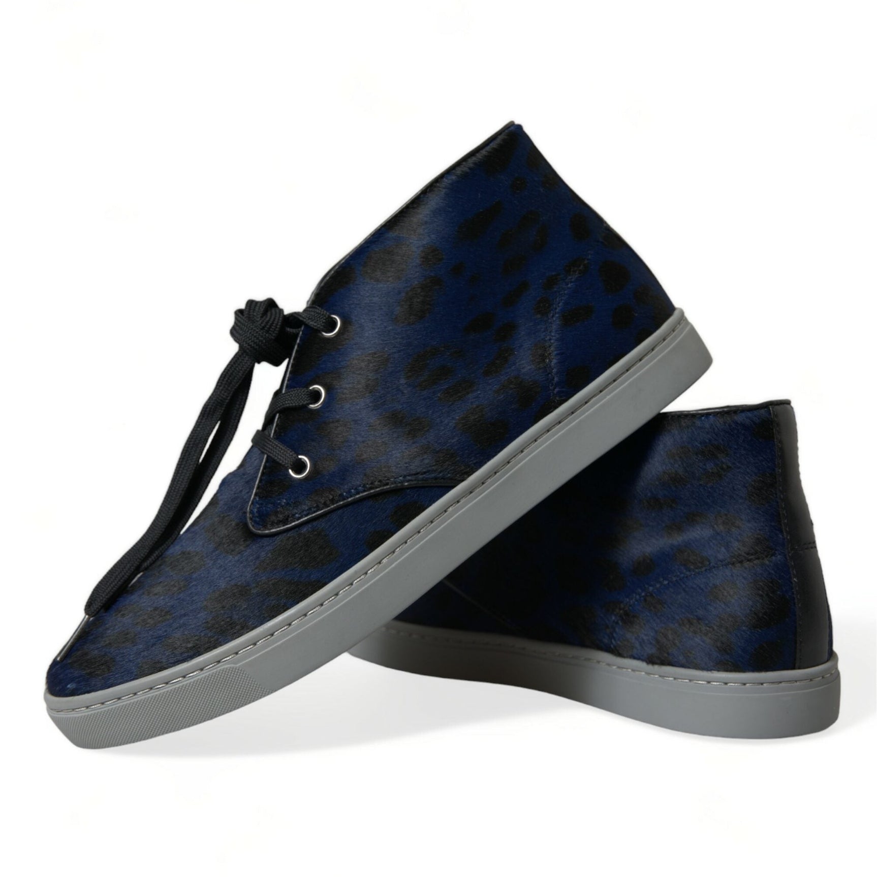 Chic Blue Leopard Print Mid-Top Sneakers