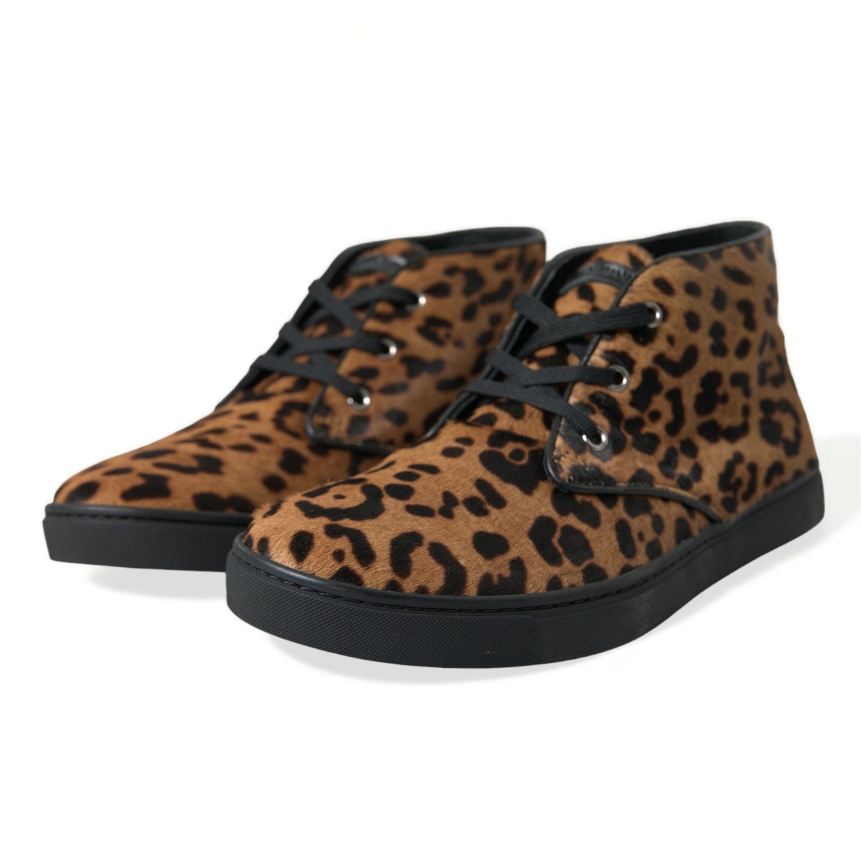 Elegant Leopard Print Mid-Top Sneakers