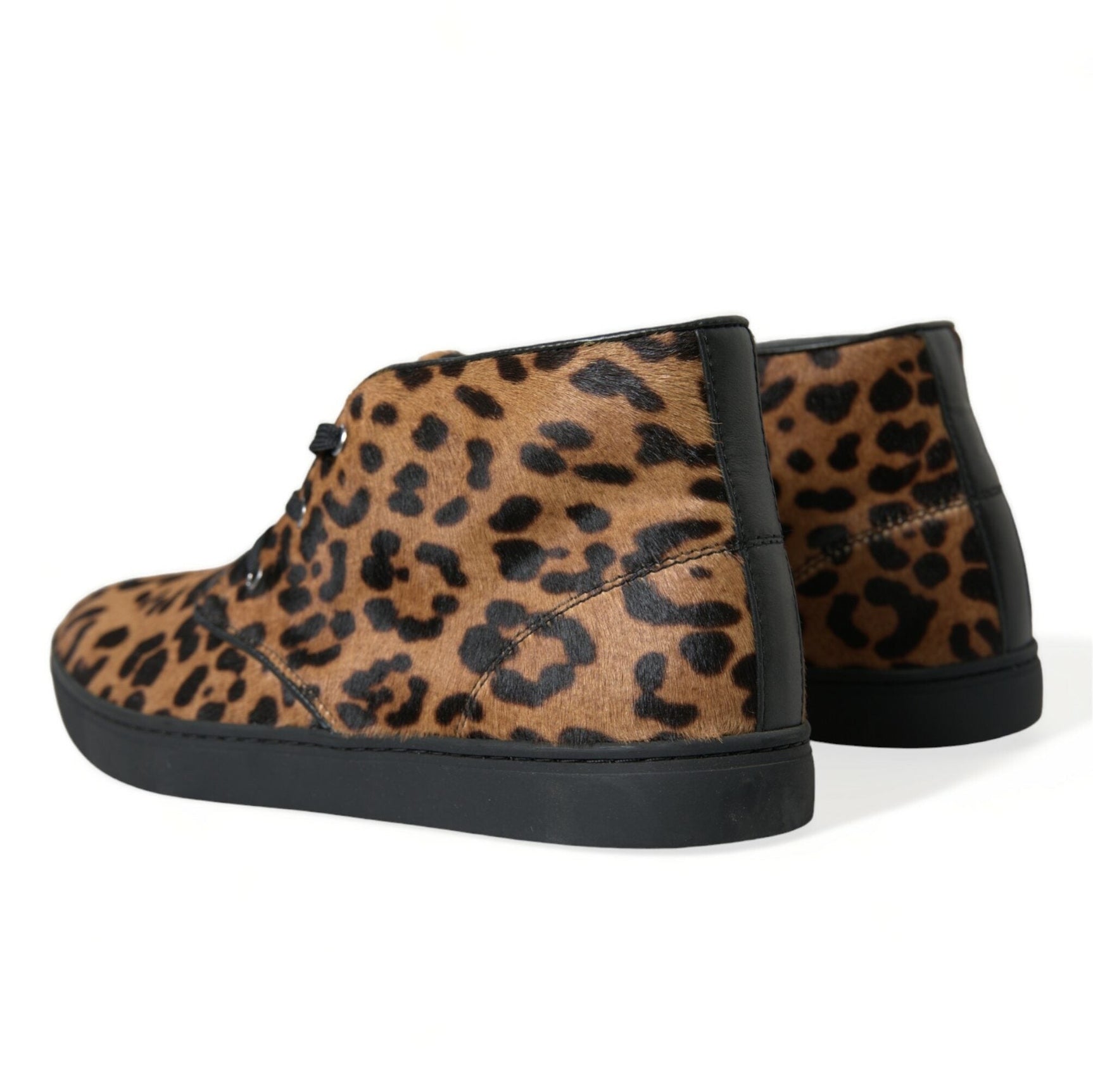 Elegant Leopard Print Mid-Top Sneakers