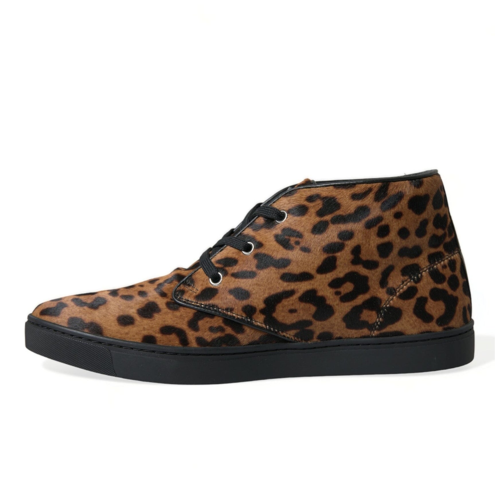 Elegant Leopard Print Mid-Top Sneakers