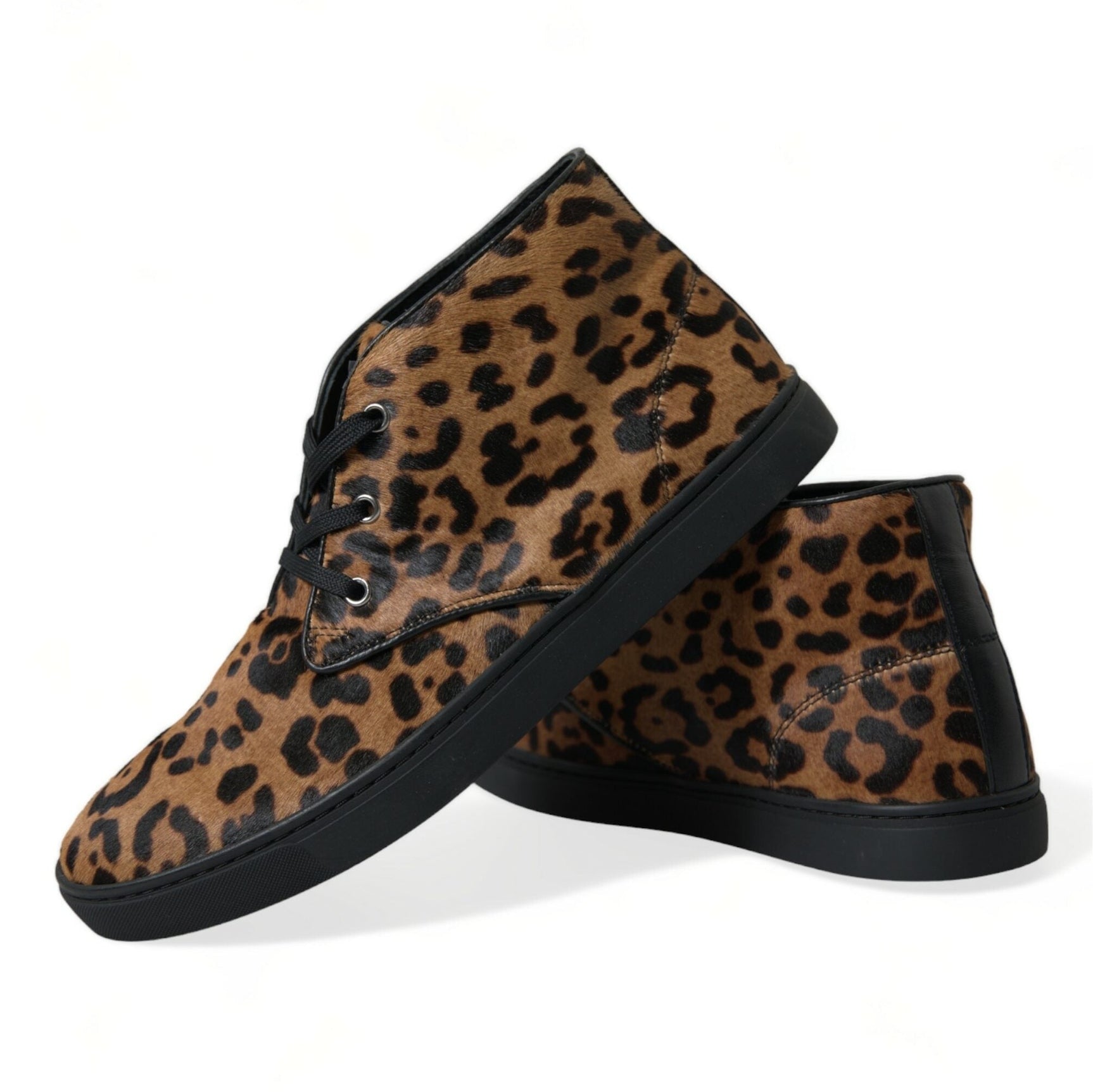 Elegant Leopard Print Mid-Top Sneakers