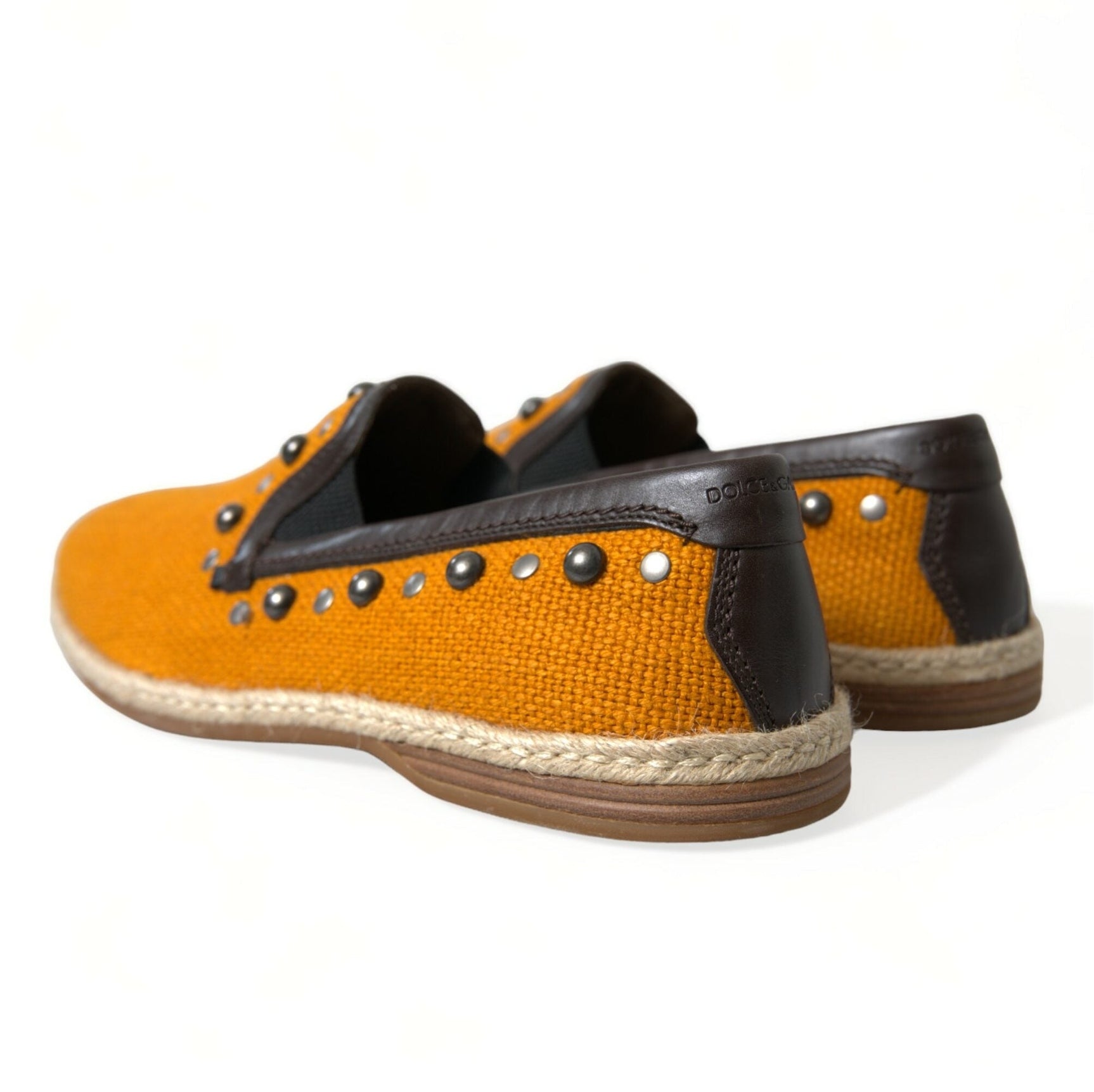 Exclusive Orange Canvas Loafers with Studs