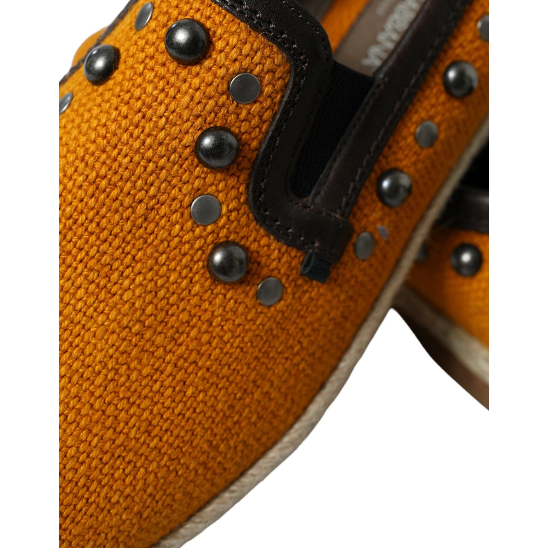 Exclusive Orange Canvas Loafers with Studs